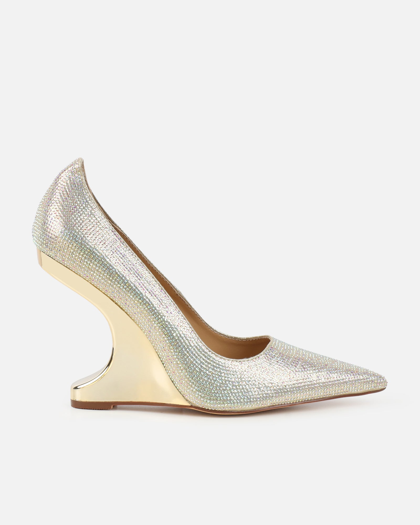 Millicent Gold Diamante Court Shoe Wedges | SIMMI London