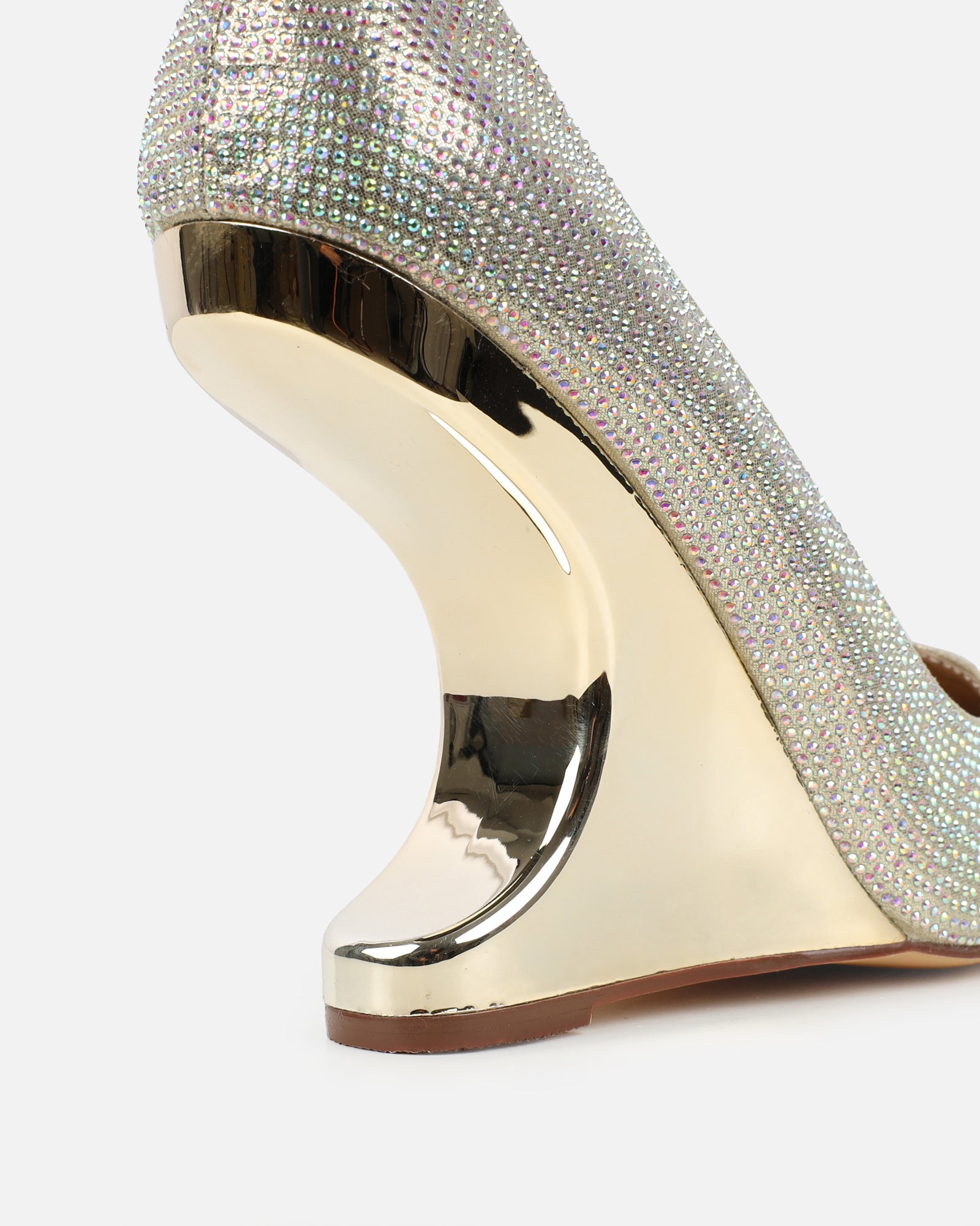 Millicent Gold Diamante Court Shoe Wedges | SIMMI London