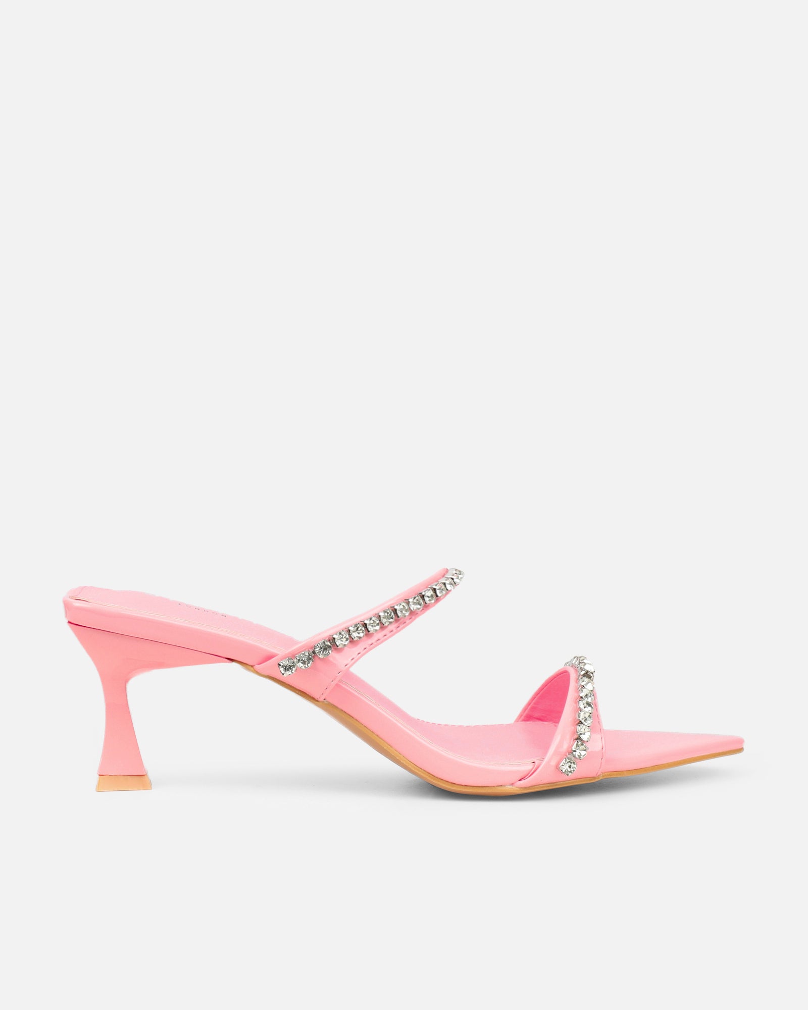 Adrienne pink patent diamante low heeled sandals | SIMMI London