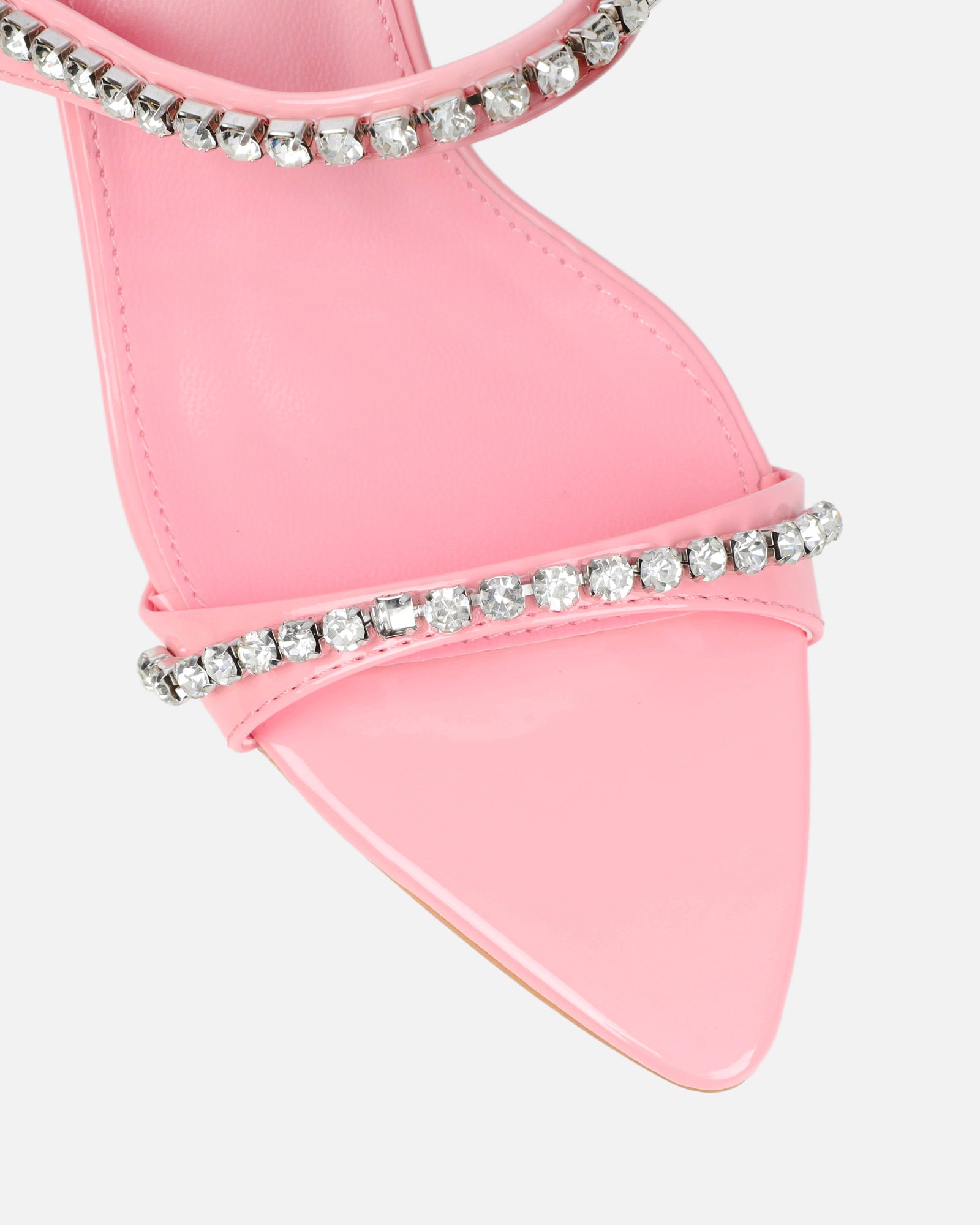 Adrienne pink patent diamante low heeled sandals | SIMMI London