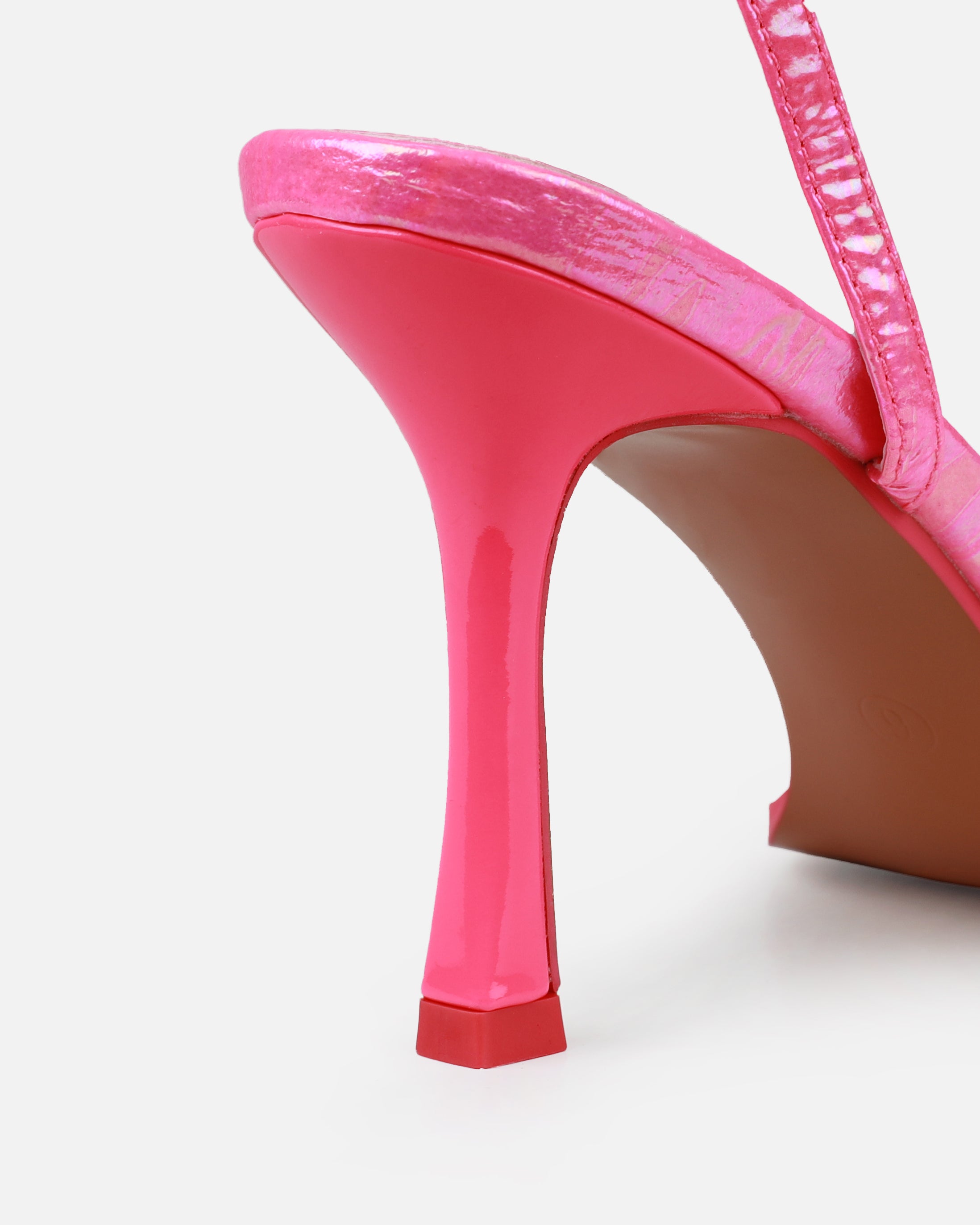 Aeros Pink Square Toe Strappy Stiletto Mid Heels | SIMMI London