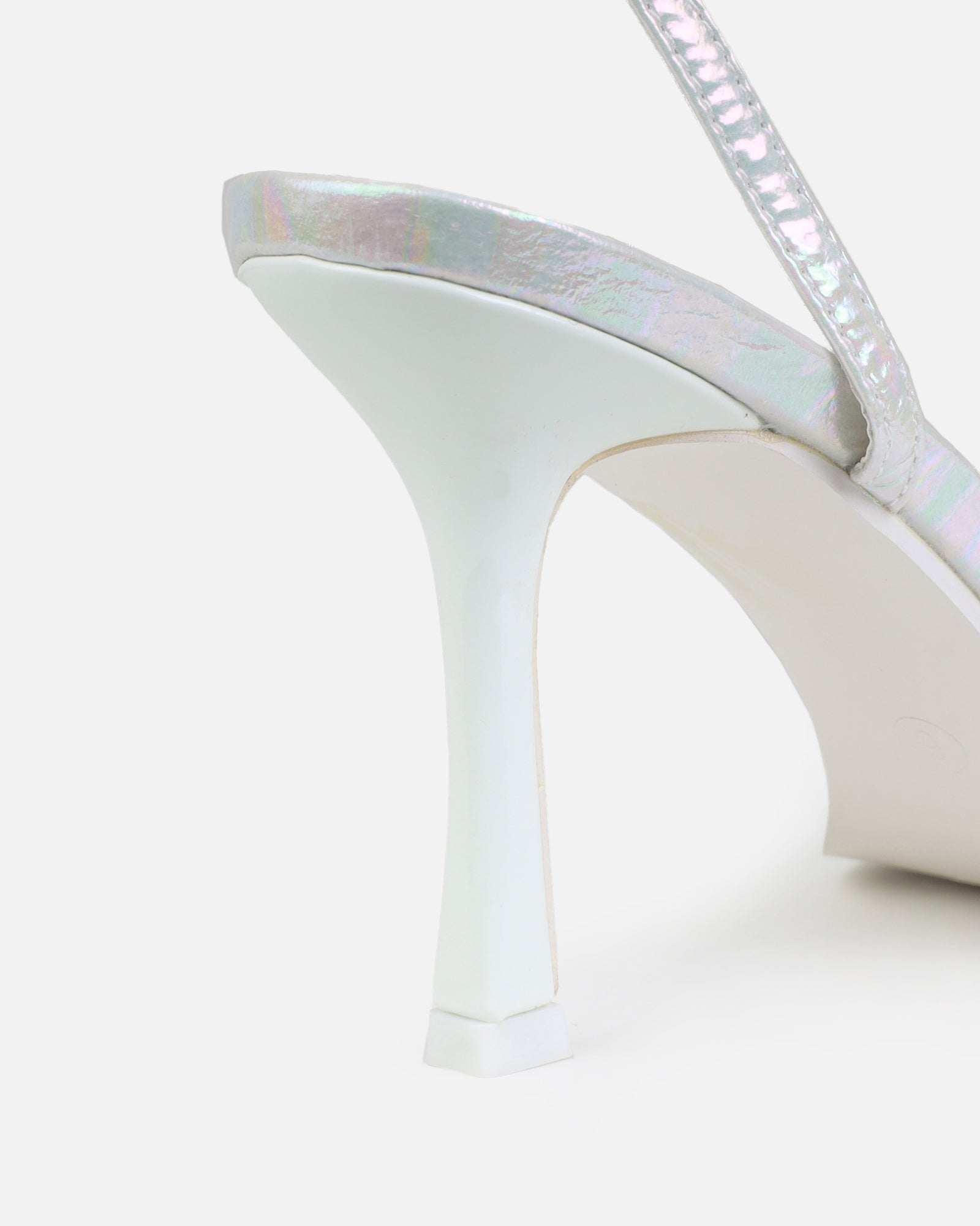 Aeros White Square Toe Strappy Stiletto Mid Heels | SIMMI London