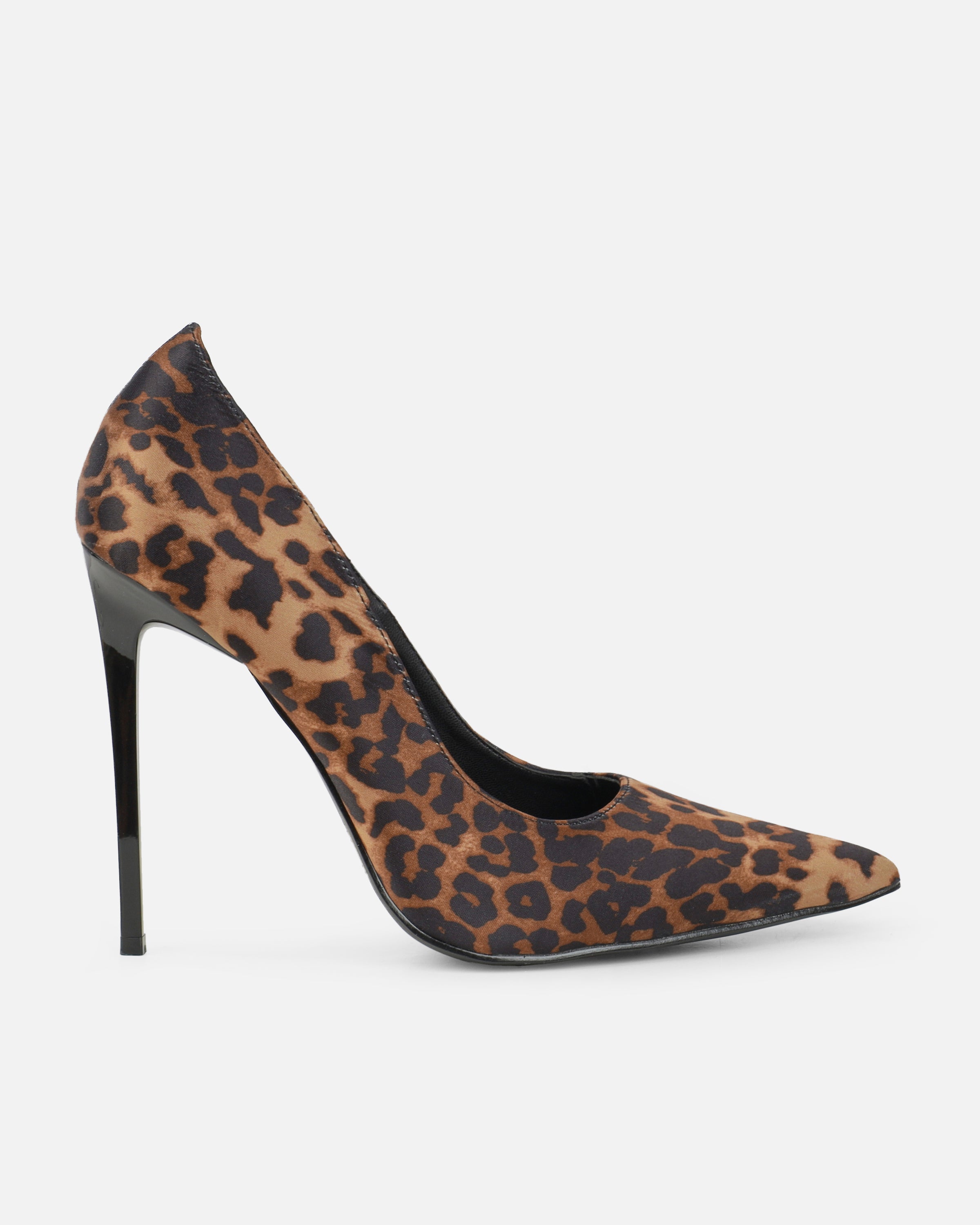 Agathia leopard satin stiletto court shoes | SIMMI London
