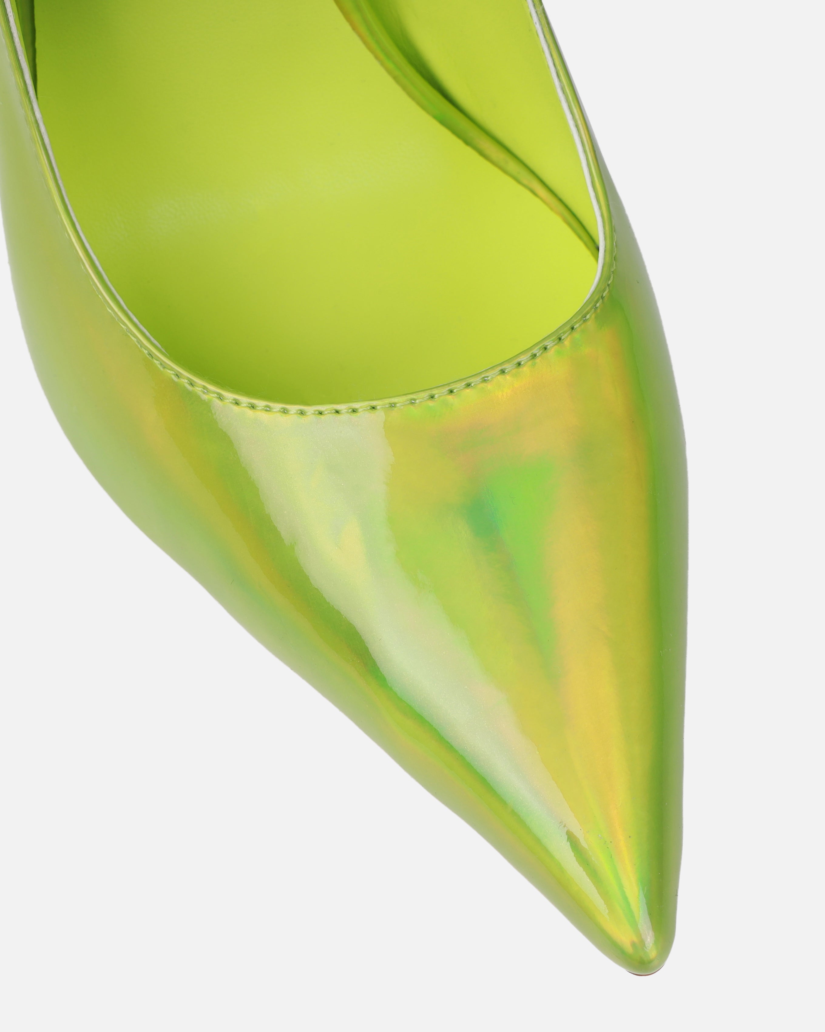 Agathia Lime Holographic Stiletto Court Heels | SIMMI London