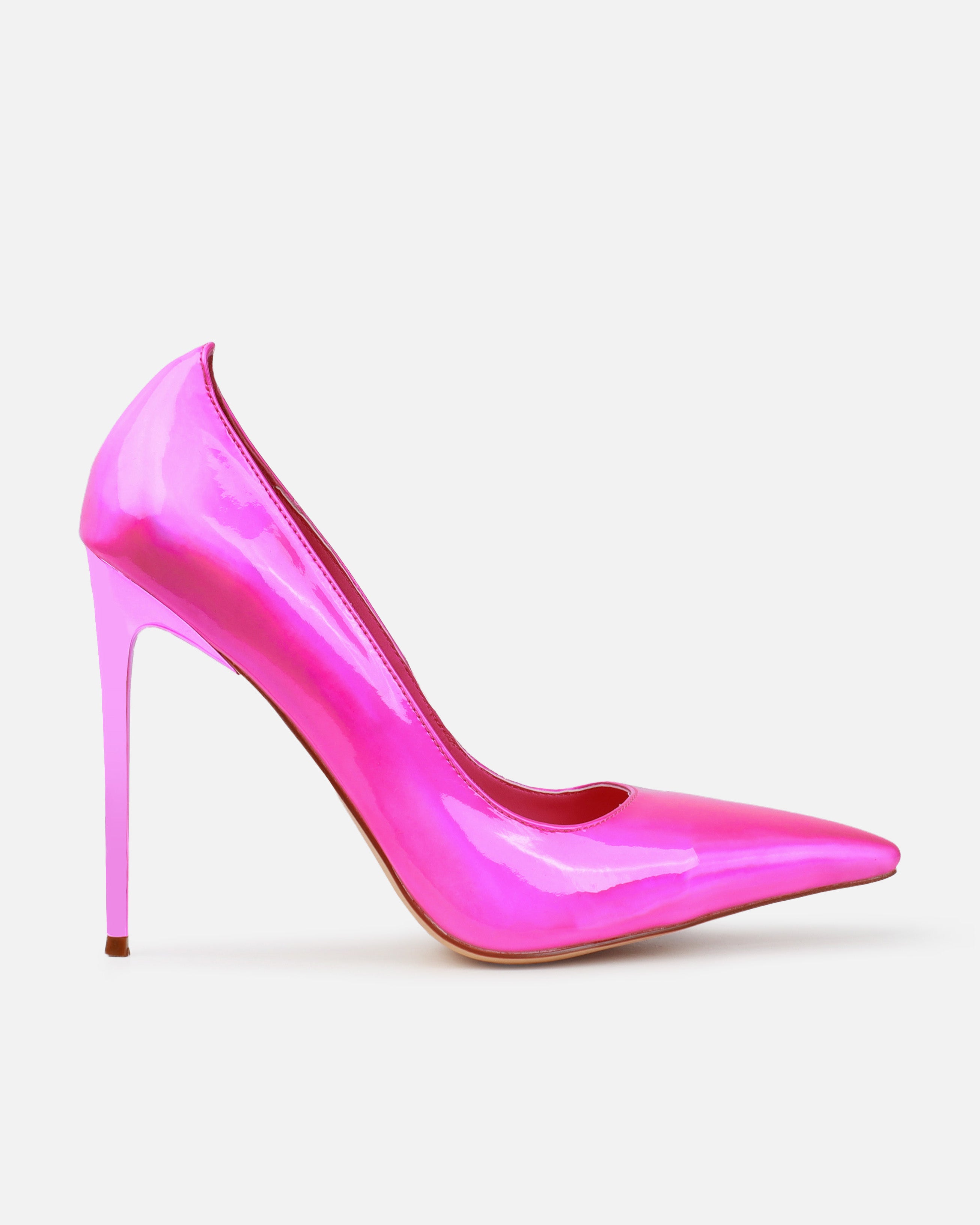 Agathia Pink Holographic Stiletto Court Heels | SIMMI London