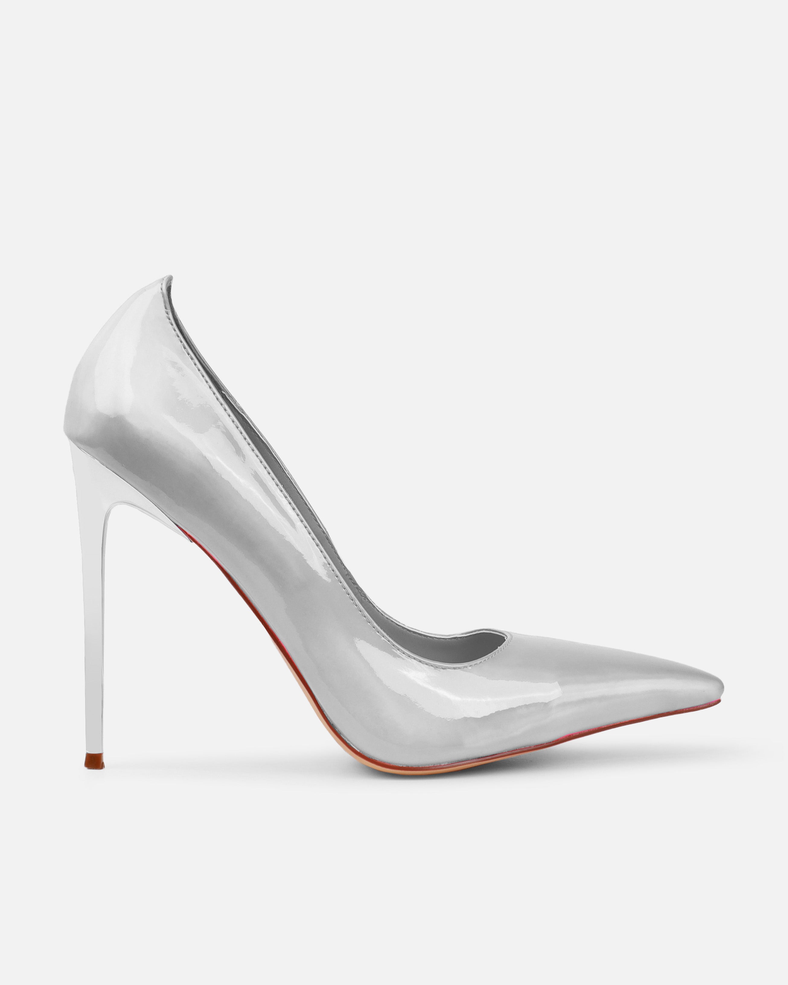 Agathia Silver Mirror Stiletto Court Heels | SIMMI London