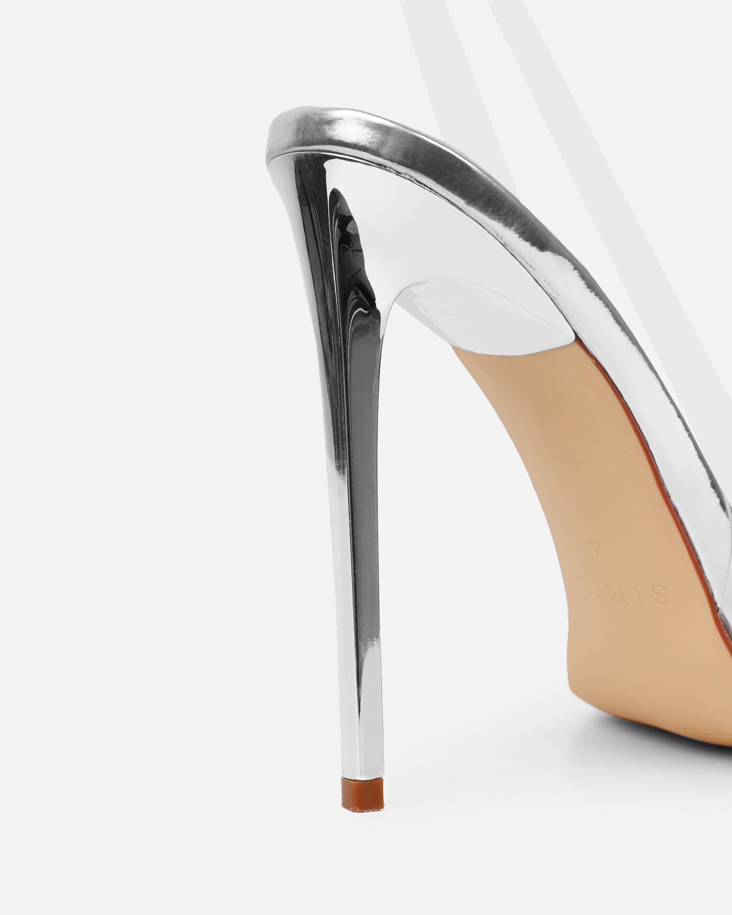 Athenos Clear Silver Mirror Diamante Toe Court Shoes | SIMMI London