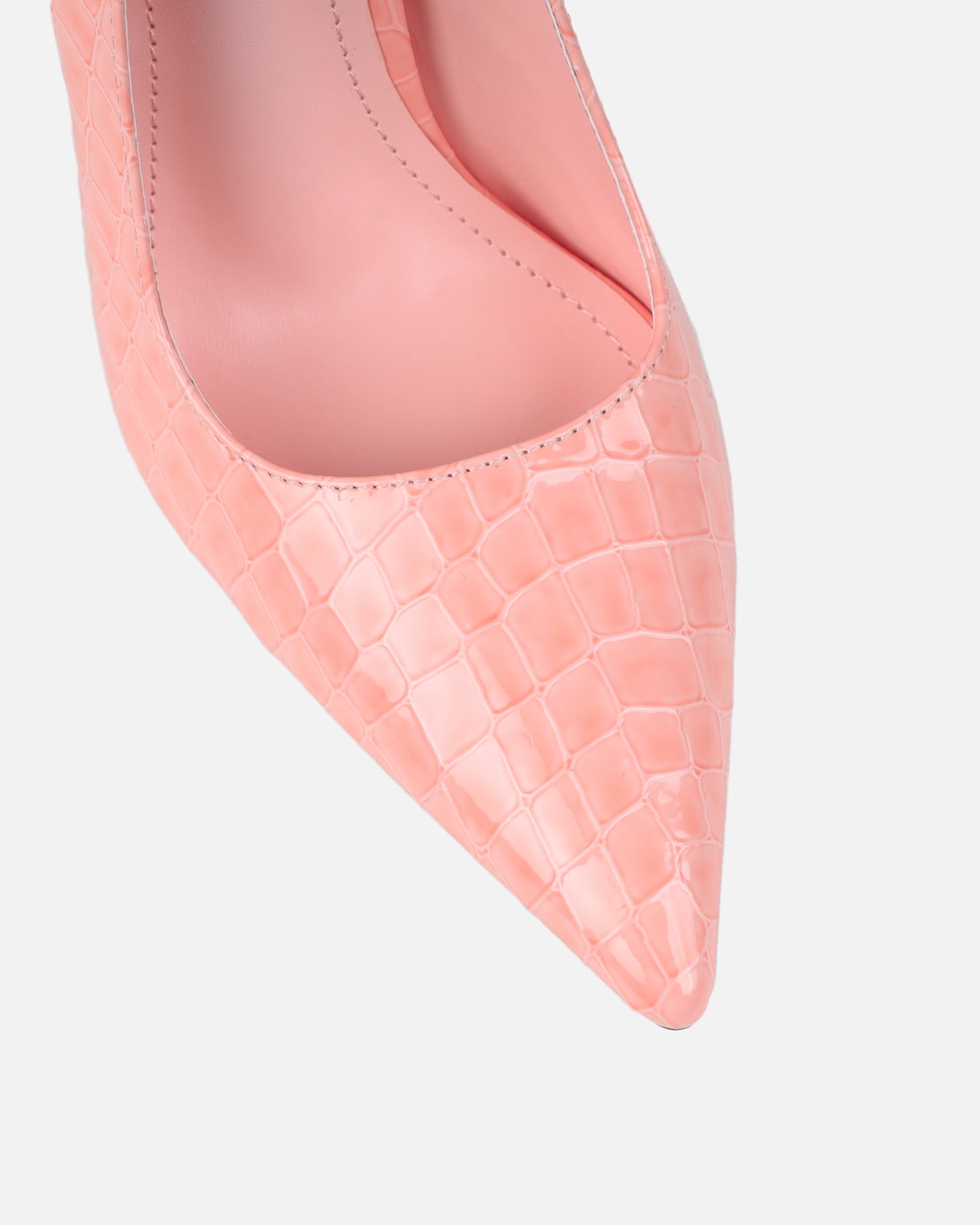 Kamii Pink Patent Faux Croc Effect Court Shoes | SIMMI London