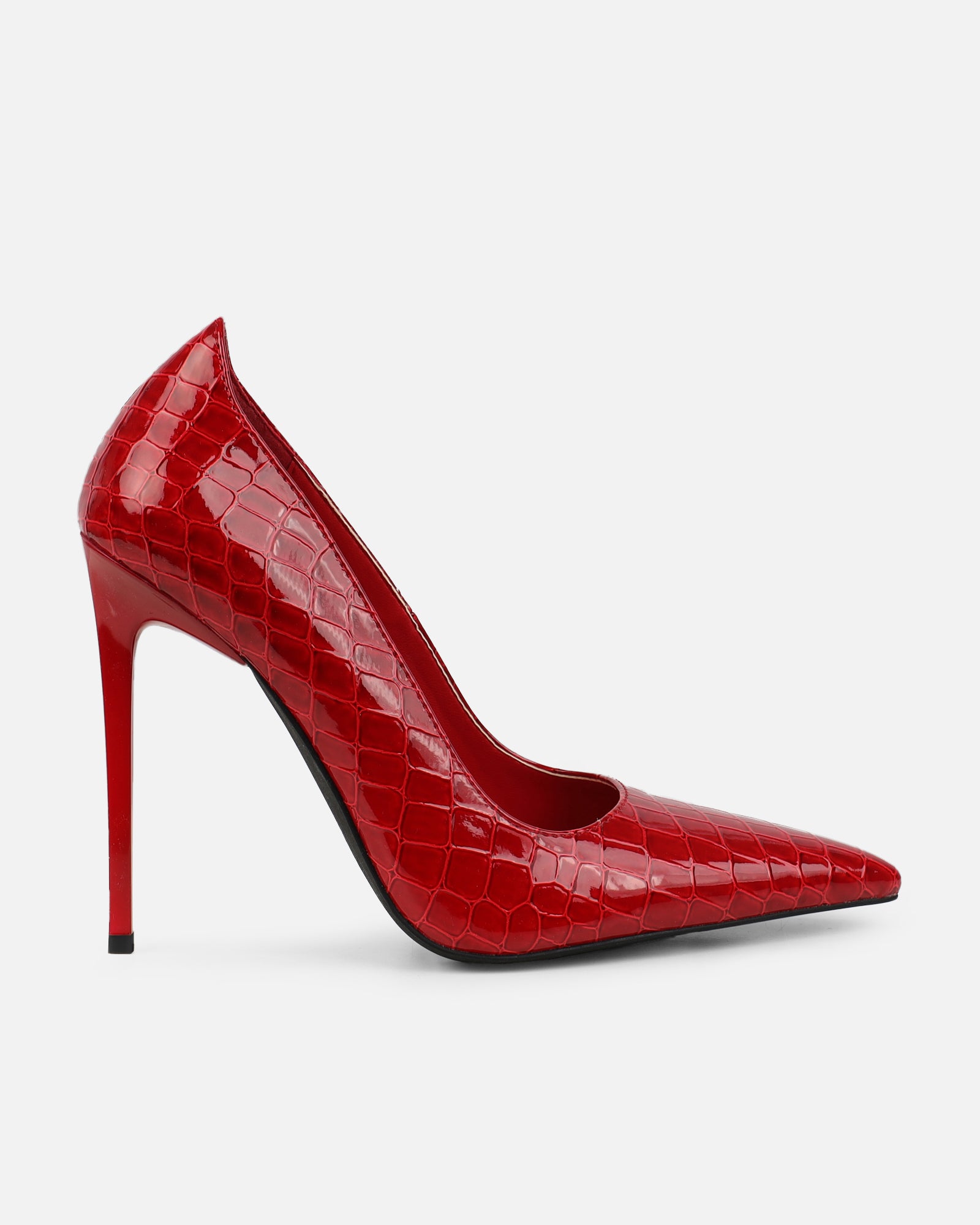 Kamii Red Patent Faux Croc Effect Court Shoes | SIMMI London