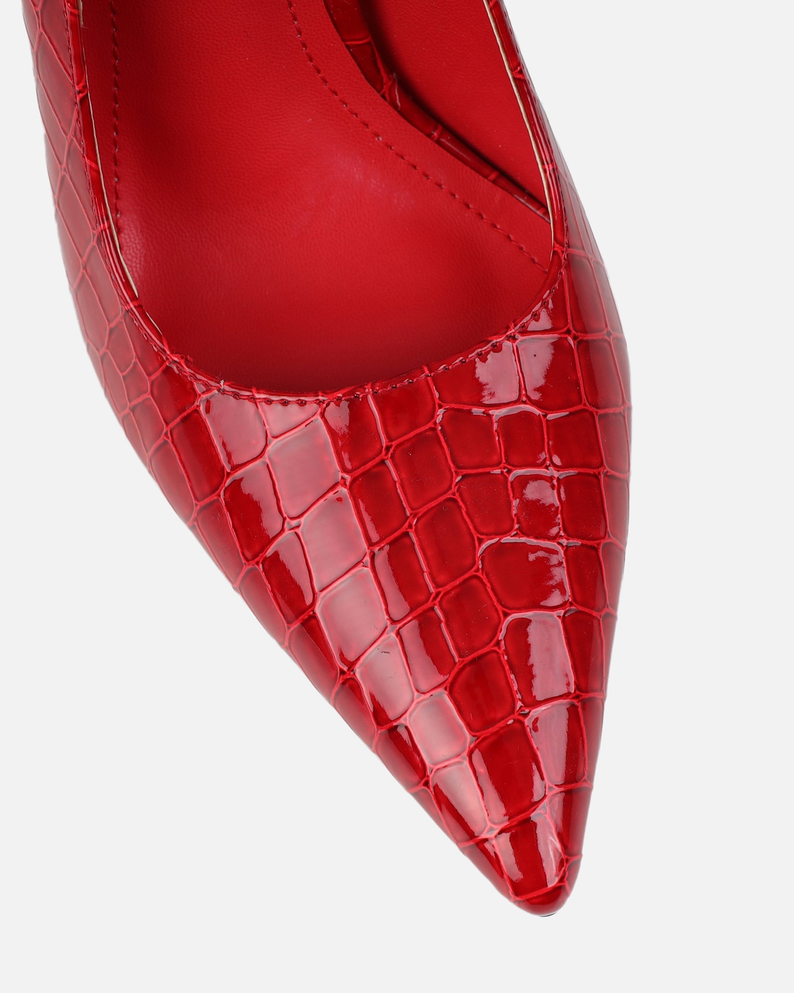 Kamii Red Patent Faux Croc Effect Court Shoes | SIMMI London