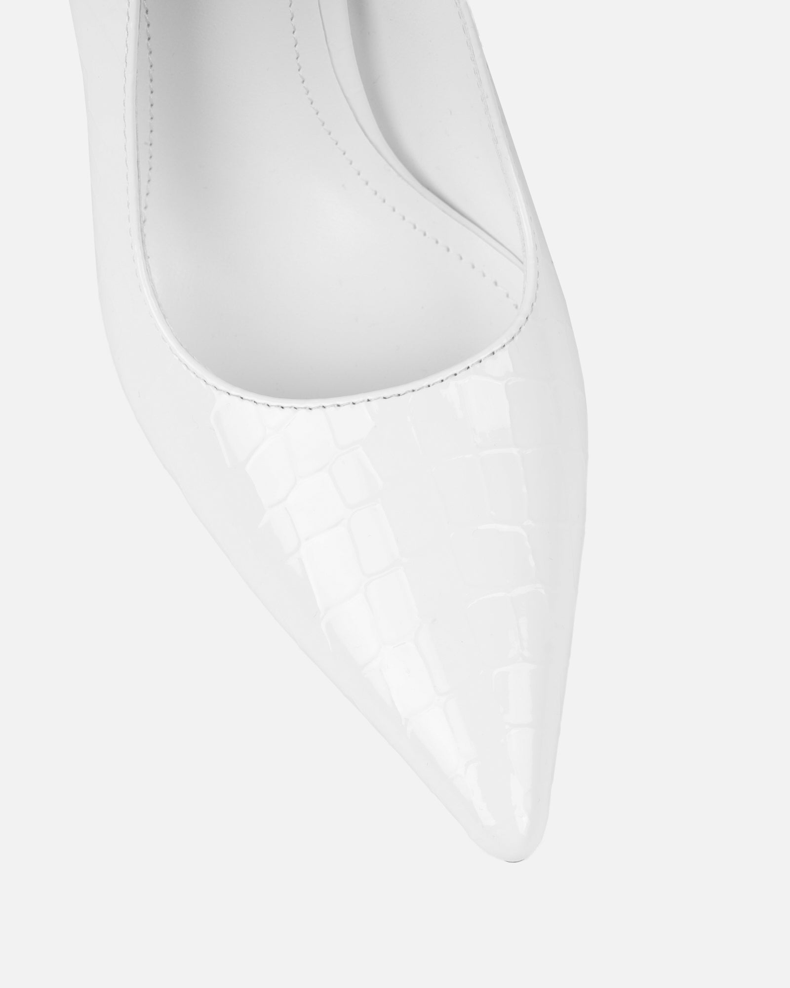 Kamii White Patent Faux Croc Effect Court Shoes | SIMMI London