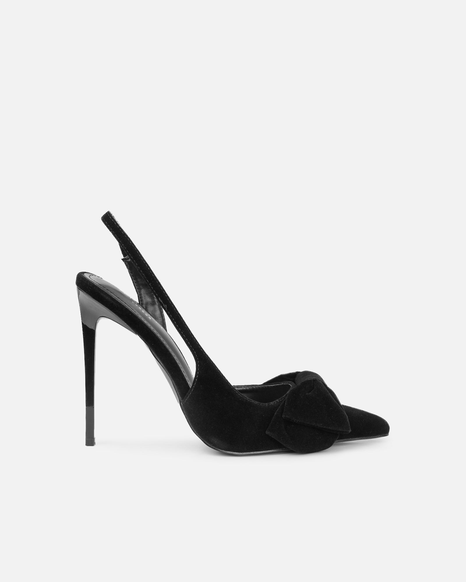 Toppaz black velvet bow heeled sandals | SIMMI London