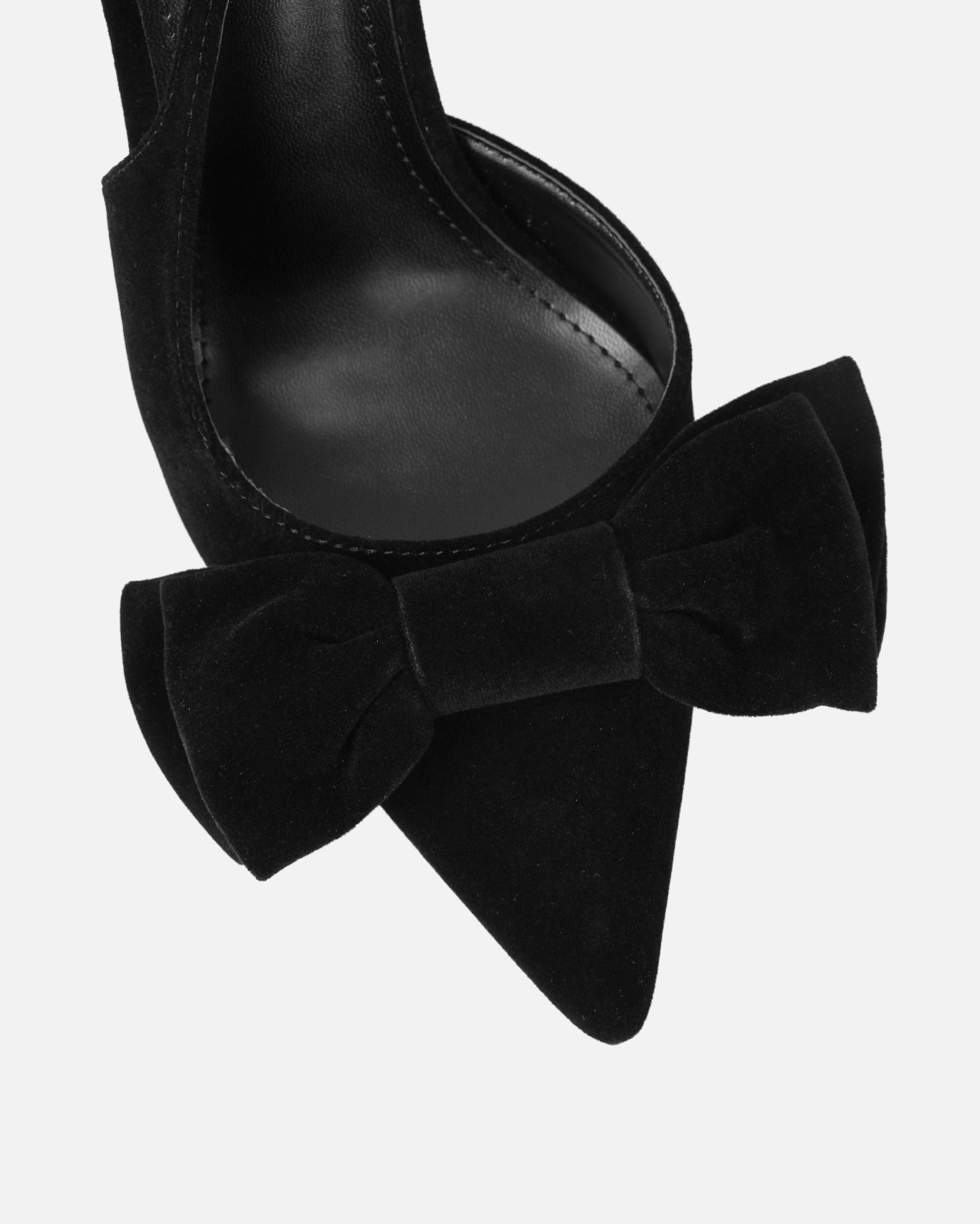 Toppaz black velvet bow heeled sandals | SIMMI London