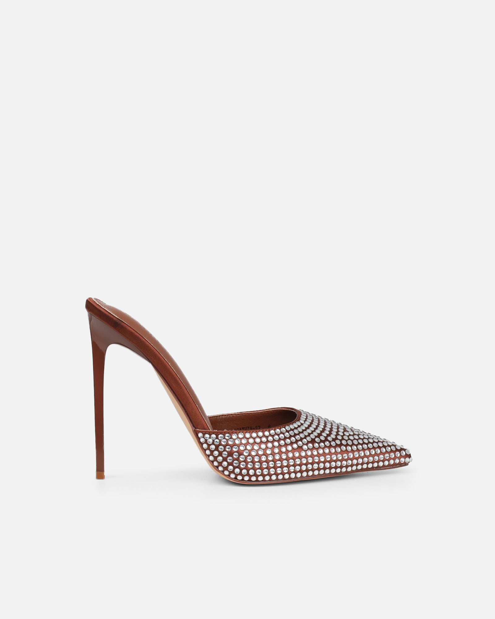 Thia Brown Satin Diamante Mules | SIMMI London