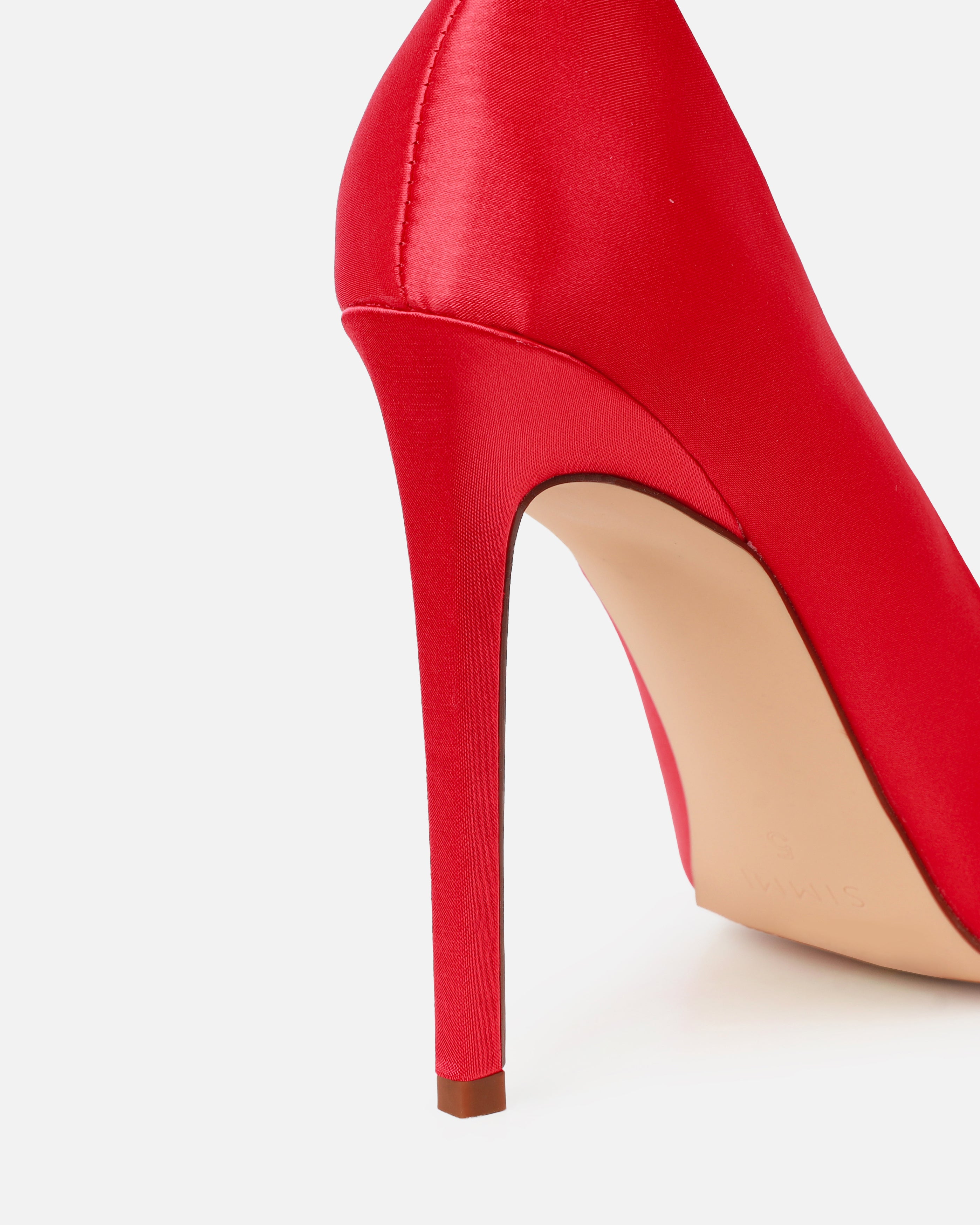 Sparks Red Satin Diamante Court Shoes | SIMMI London