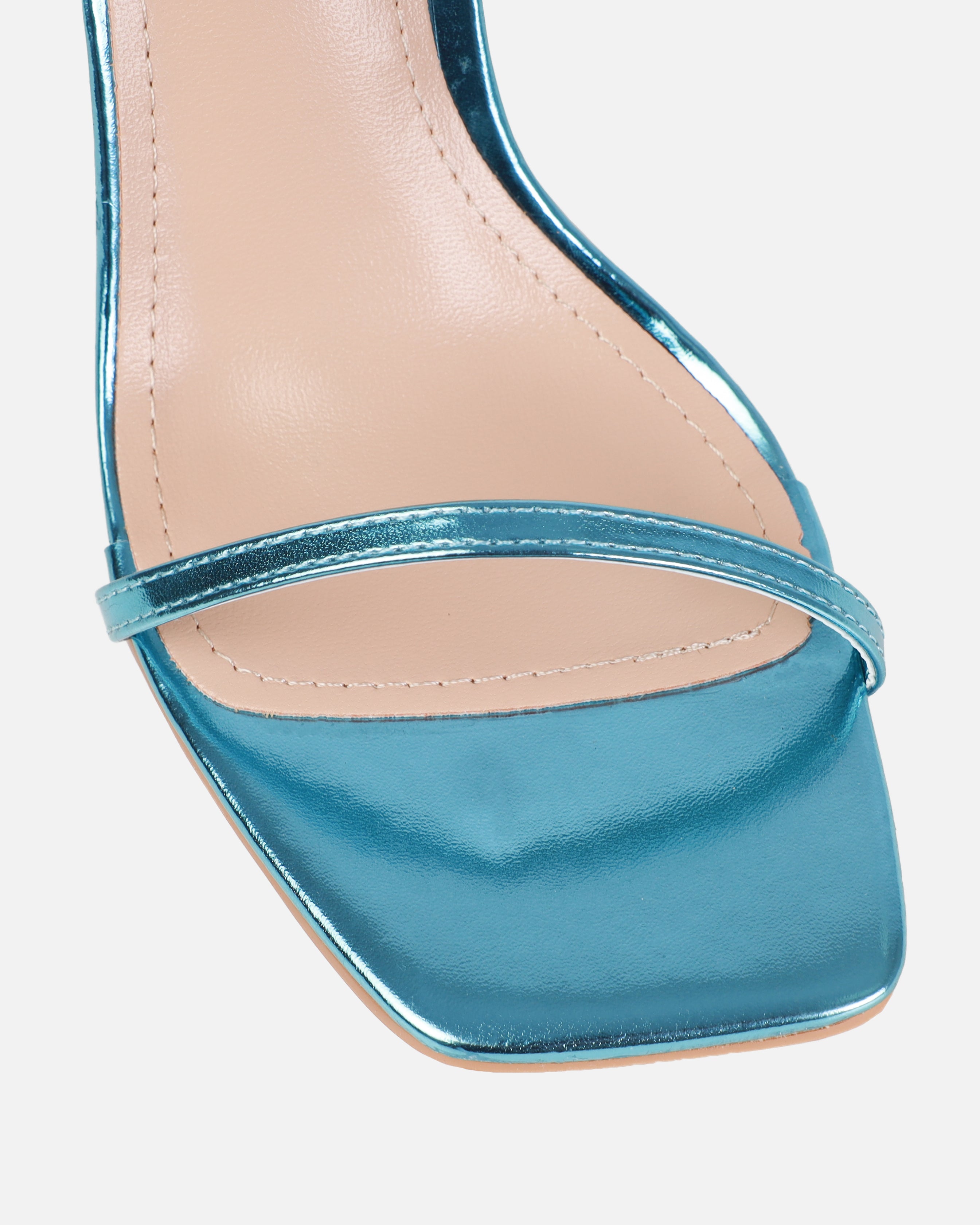 Aiko Blue Metallic Stiletto Heart Heels | SIMMI London