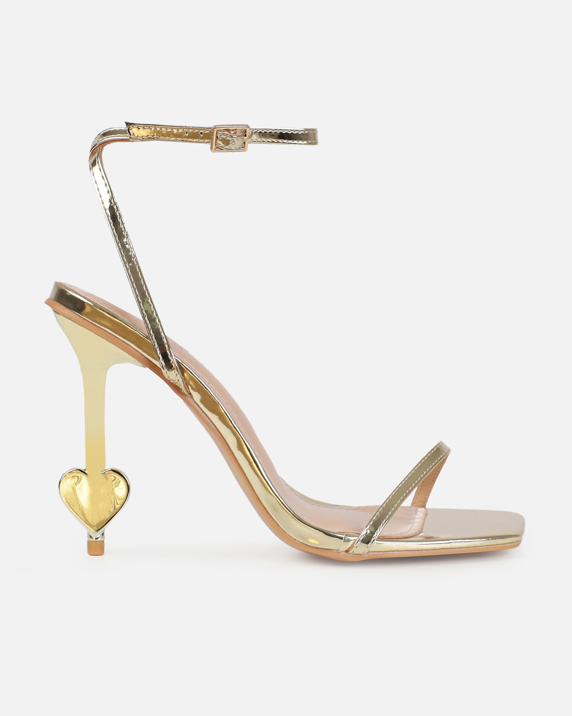 Aiko Gold Mirror Stiletto Heart Heels | SIMMI London
