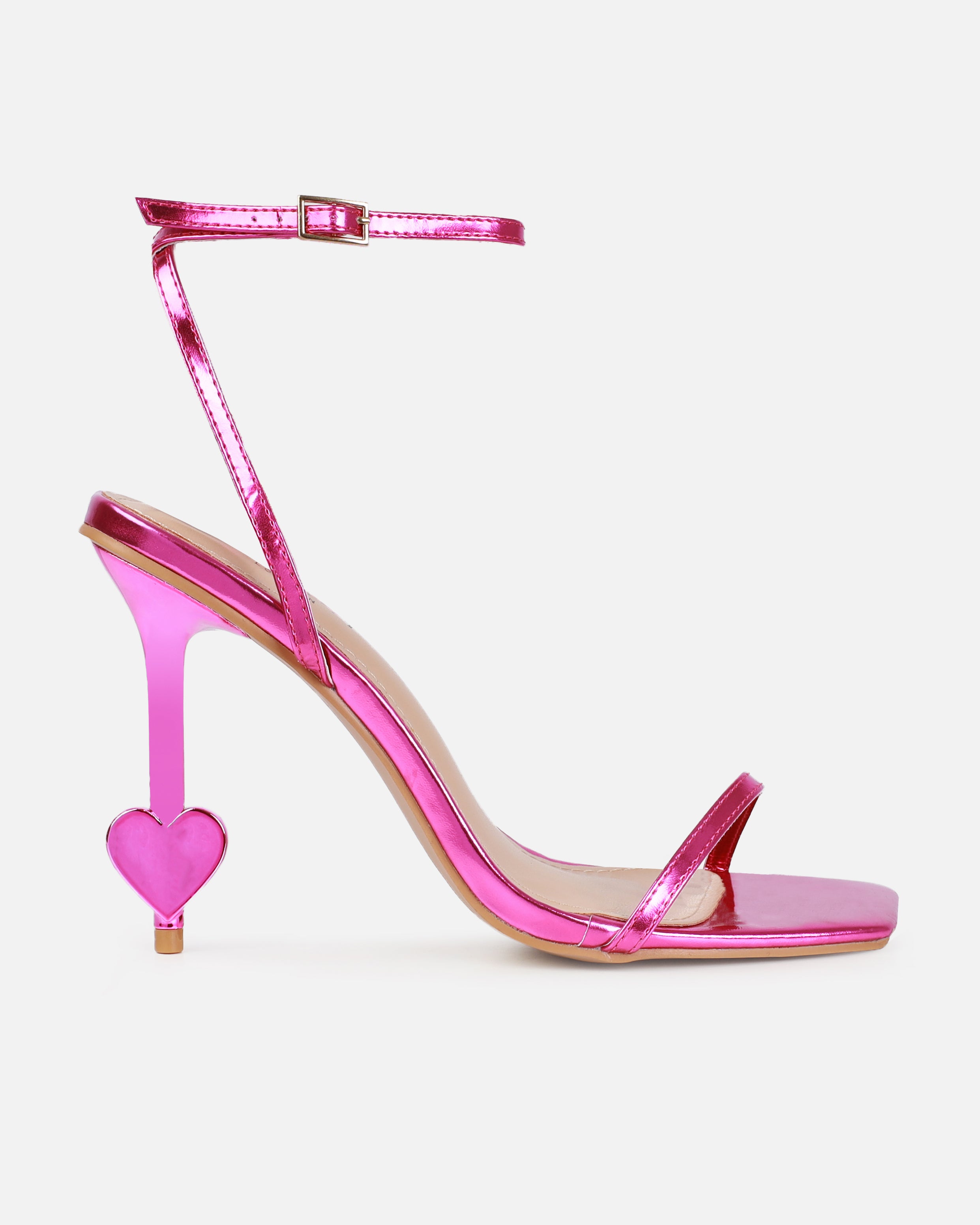 Aiko Pink Metallic Stiletto Heart Heels | SIMMI London