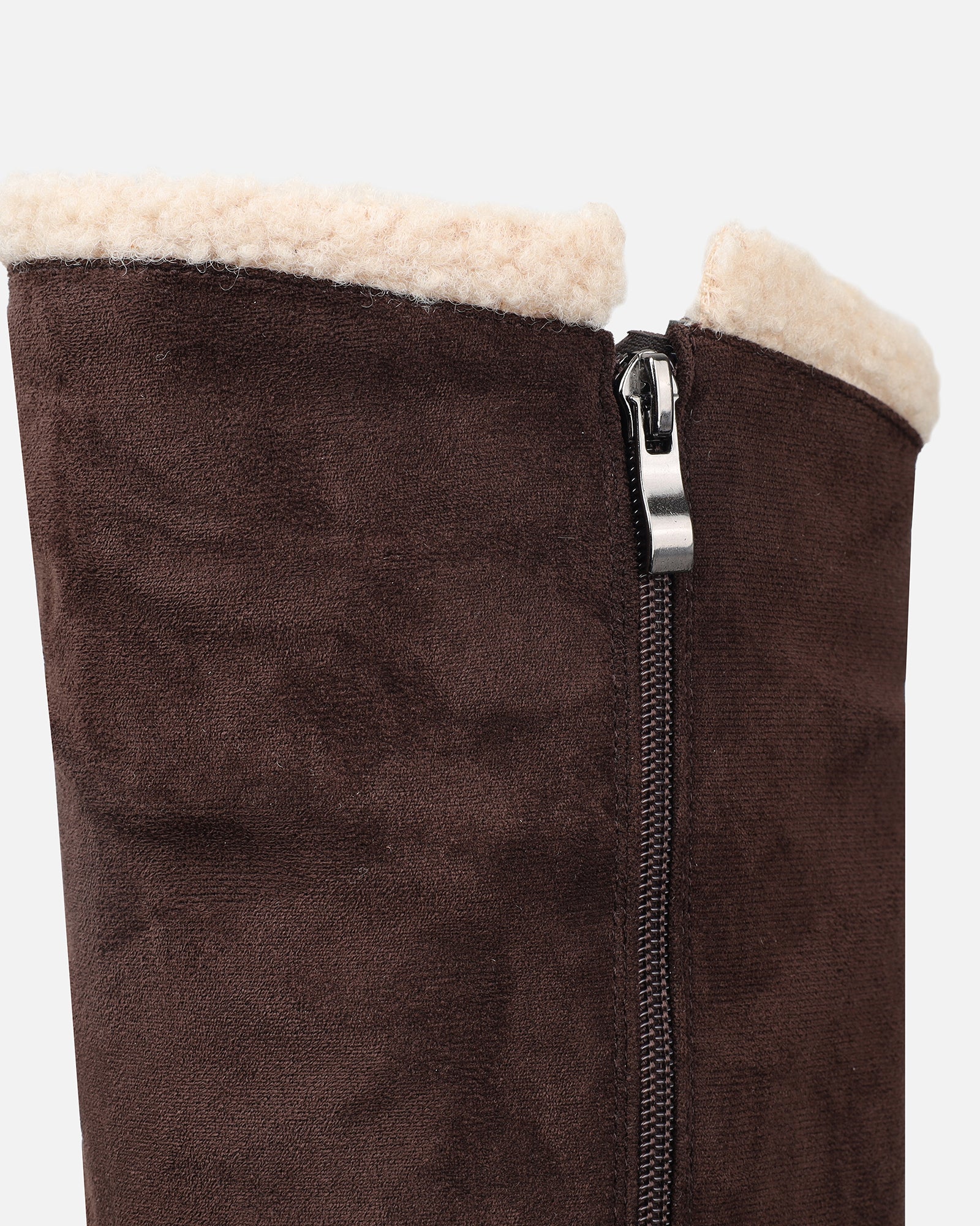 Anders chocolate suede borg trimmed knee boots | SIMMI London