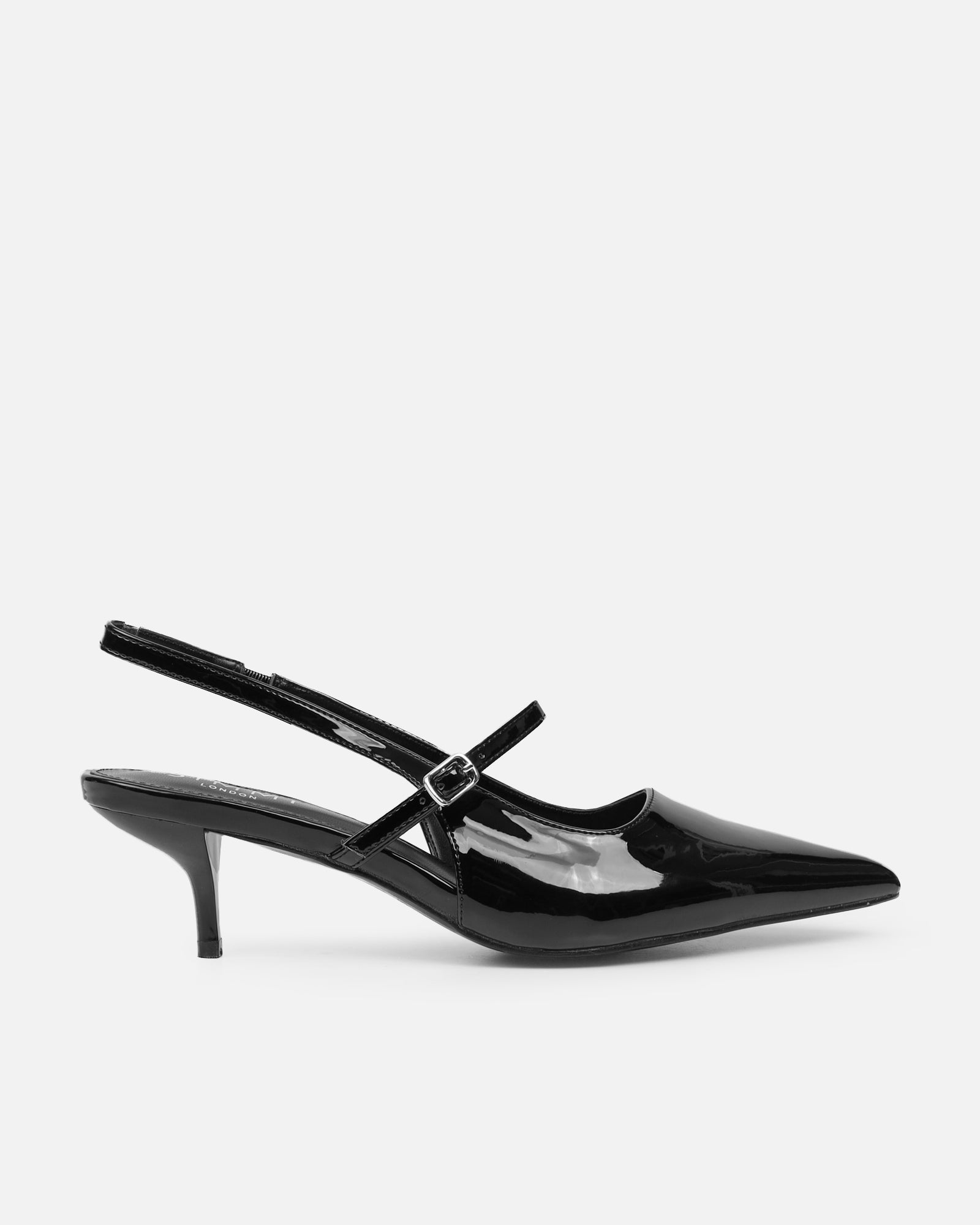 Airlea Black Patent Sling Back Court Shoes | SIMMI London
