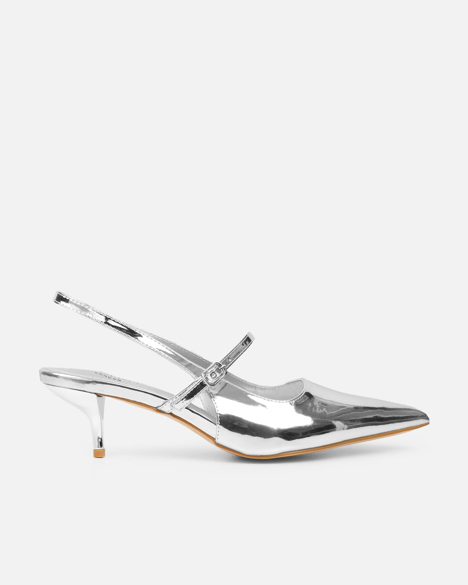 Airlea Silver Mirror Sling Back Court Shoes | SIMMI London
