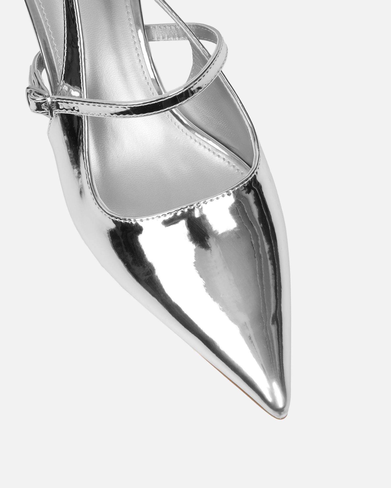 Airlea Silver Mirror Sling Back Court Shoes | SIMMI London