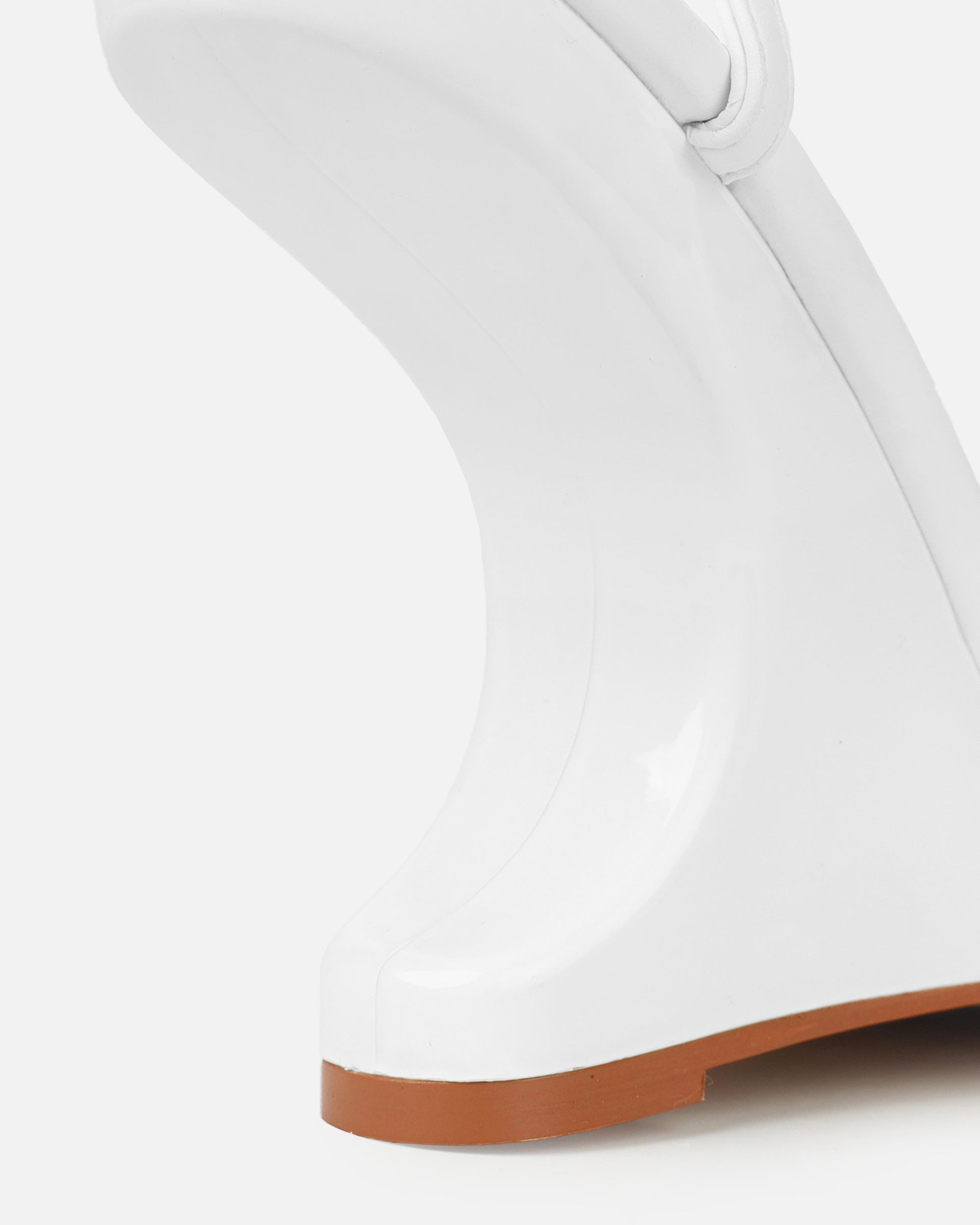 Aja White Square Toe Strappy Patent Wedges | SIMMI London