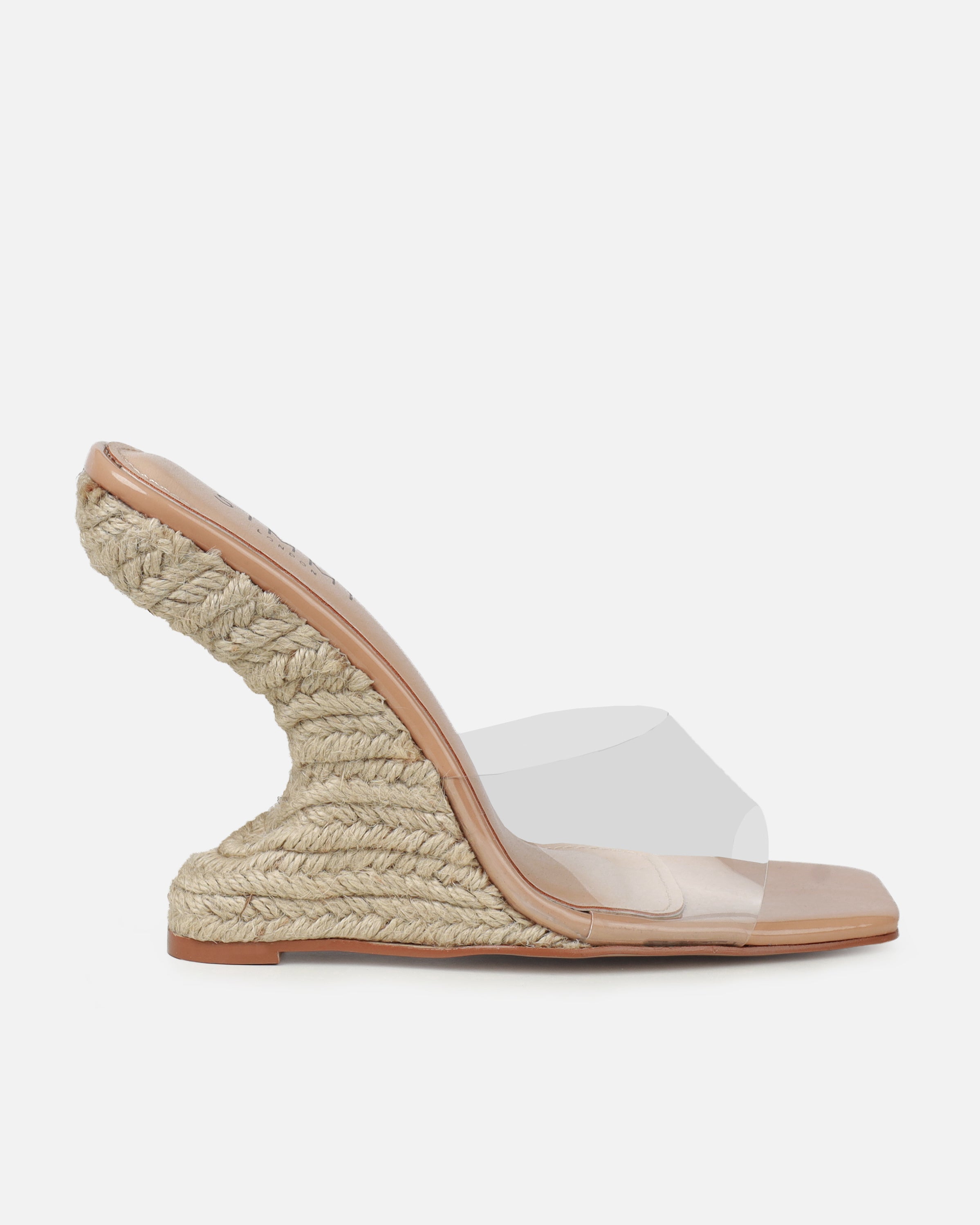 Ajayne Nude Clear Espadrille Mule Wedges | SIMMI London