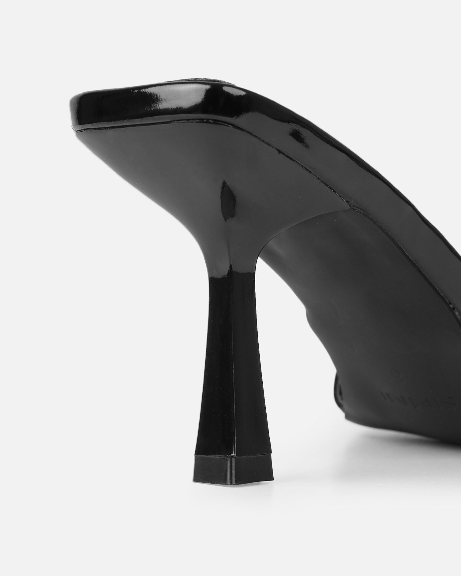 Aksana Black Patent Mule Court Shoes  | SIMMI London