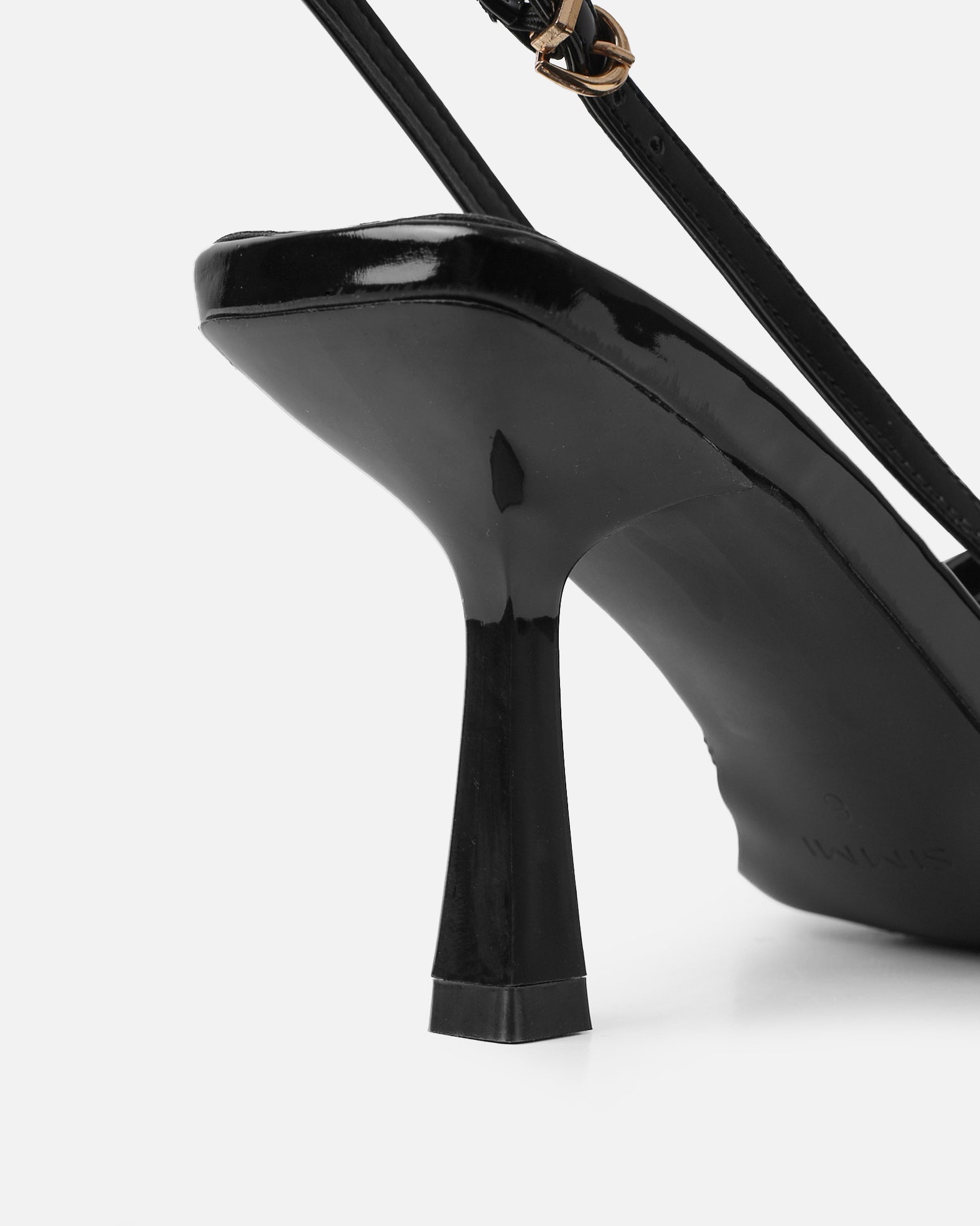 Aksa Black Patent Sling Back Court Shoes  | SIMMI London