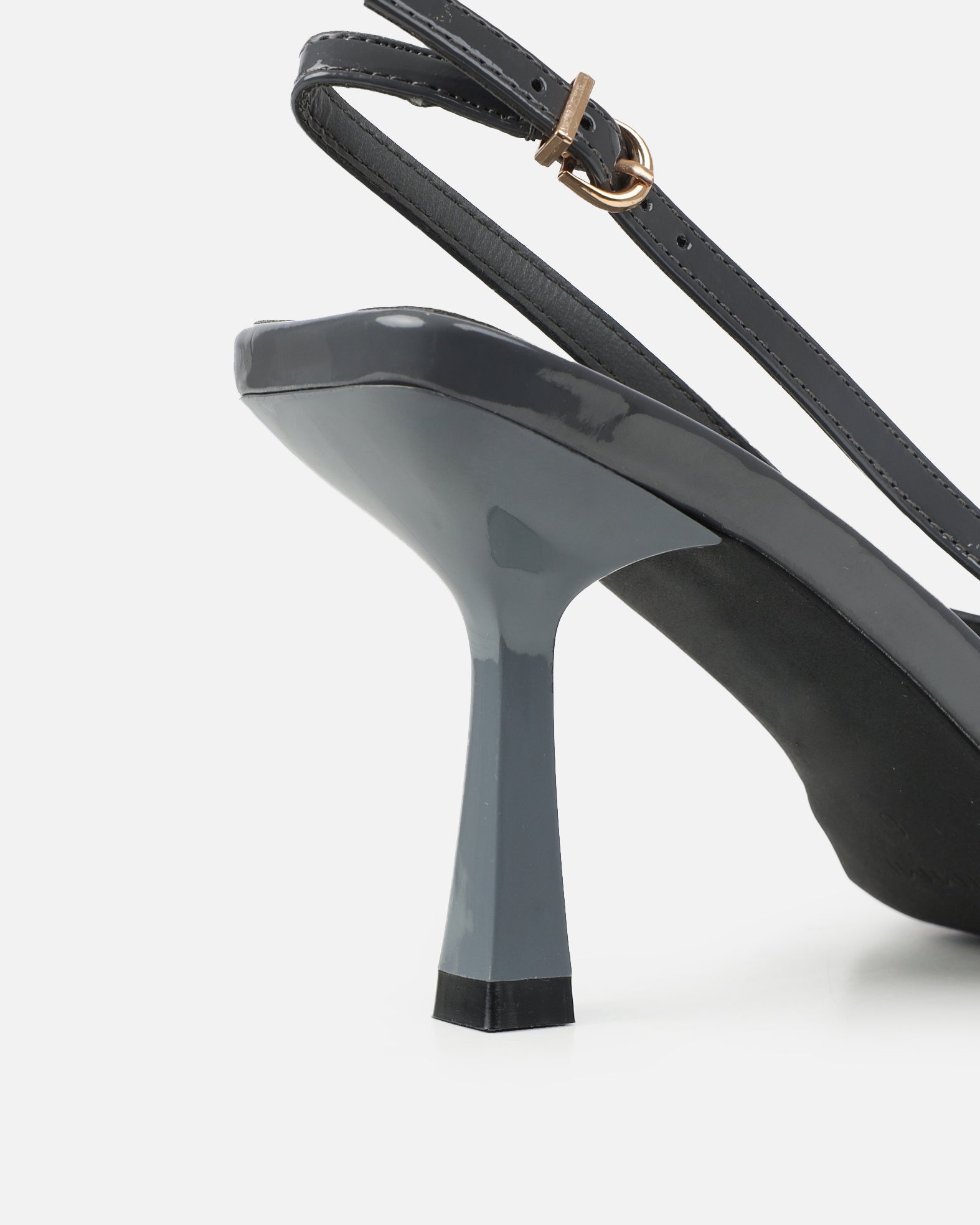 Aksa Grey Patent Sling Back Court Shoes  | SIMMI London