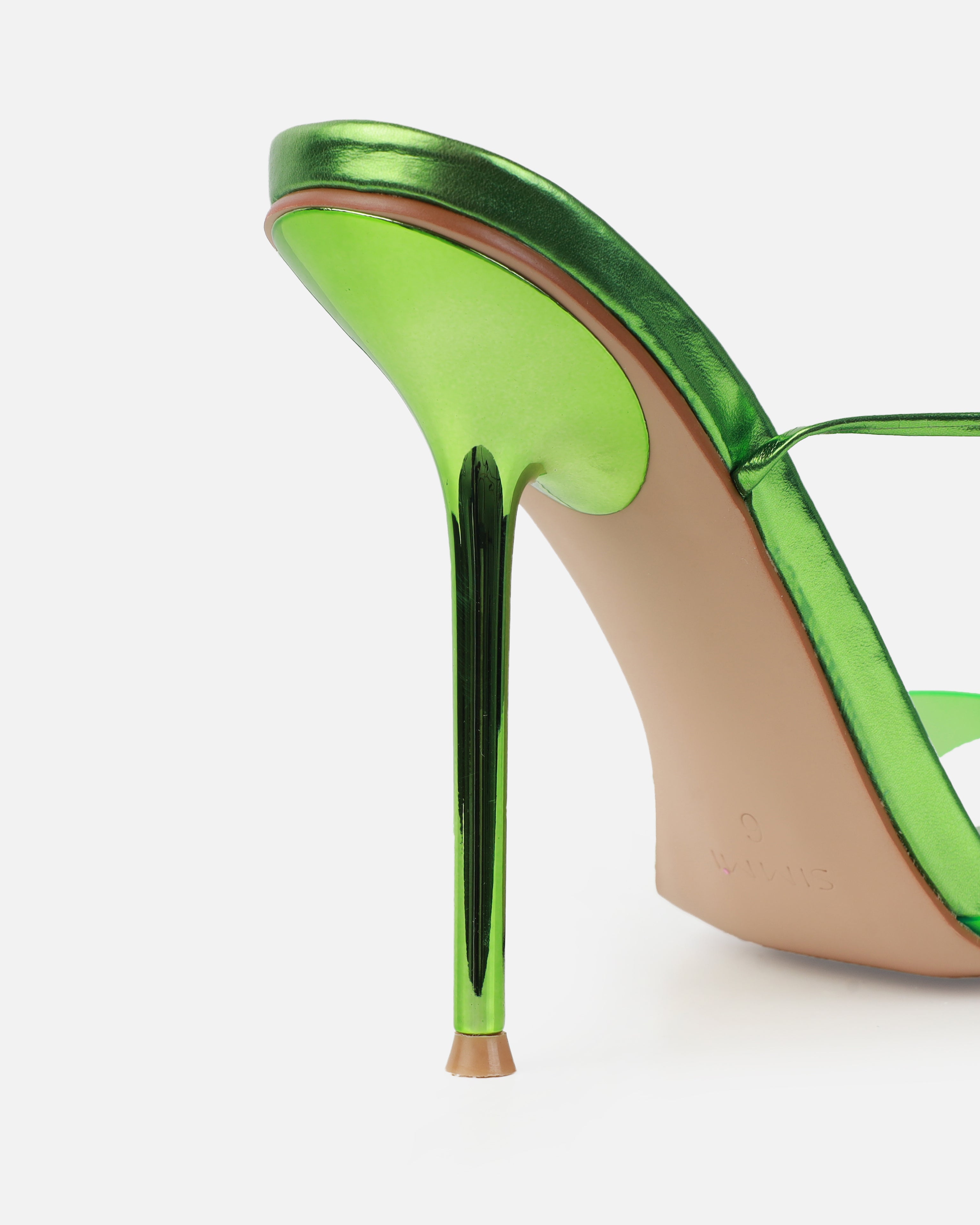 Mary Bedford Ariaa Green Clear Lace Up Stiletto Heels | SIMMI London