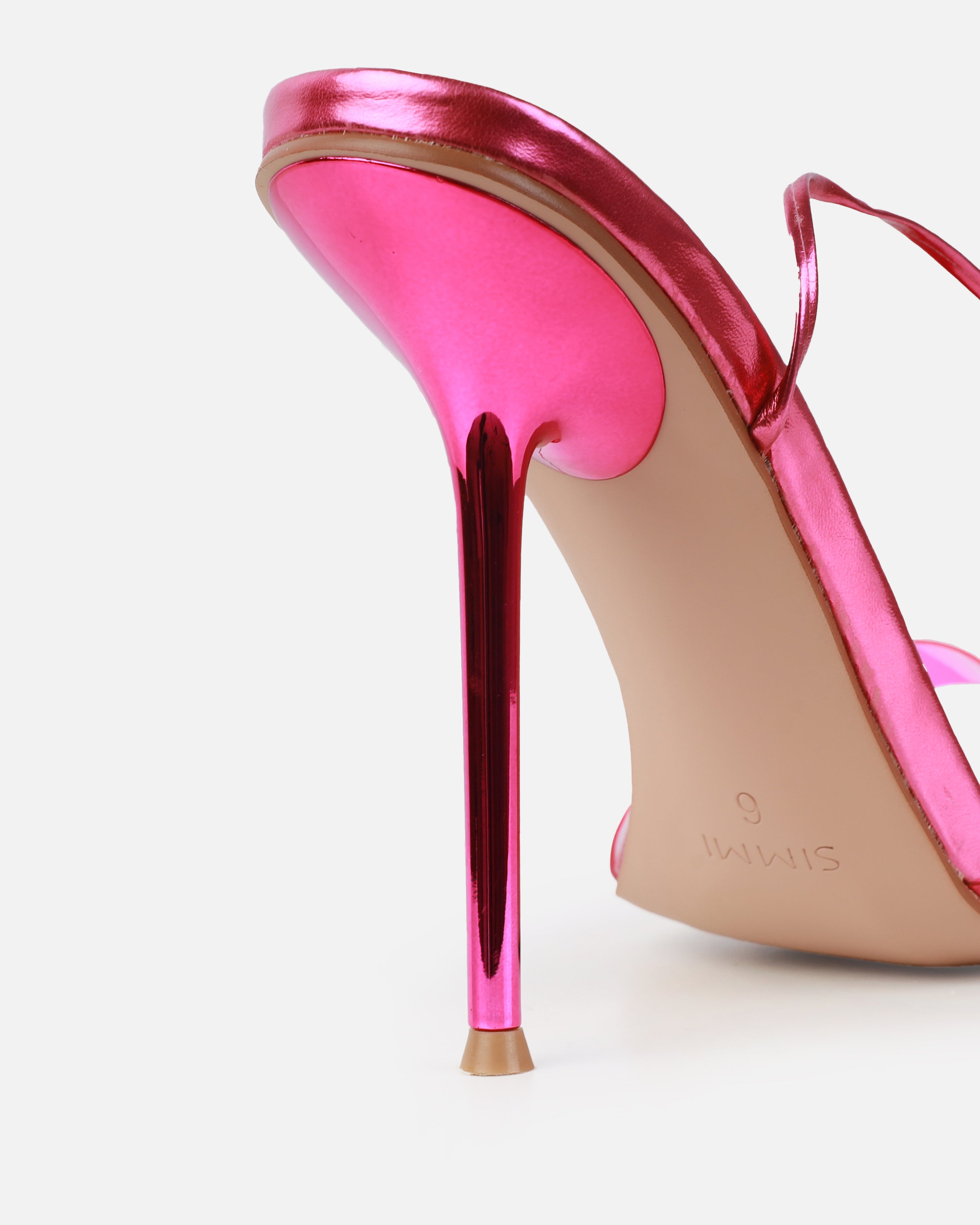 Mary Bedford Ariaa Pink Clear Lace Up Stiletto Heels | SIMMI London