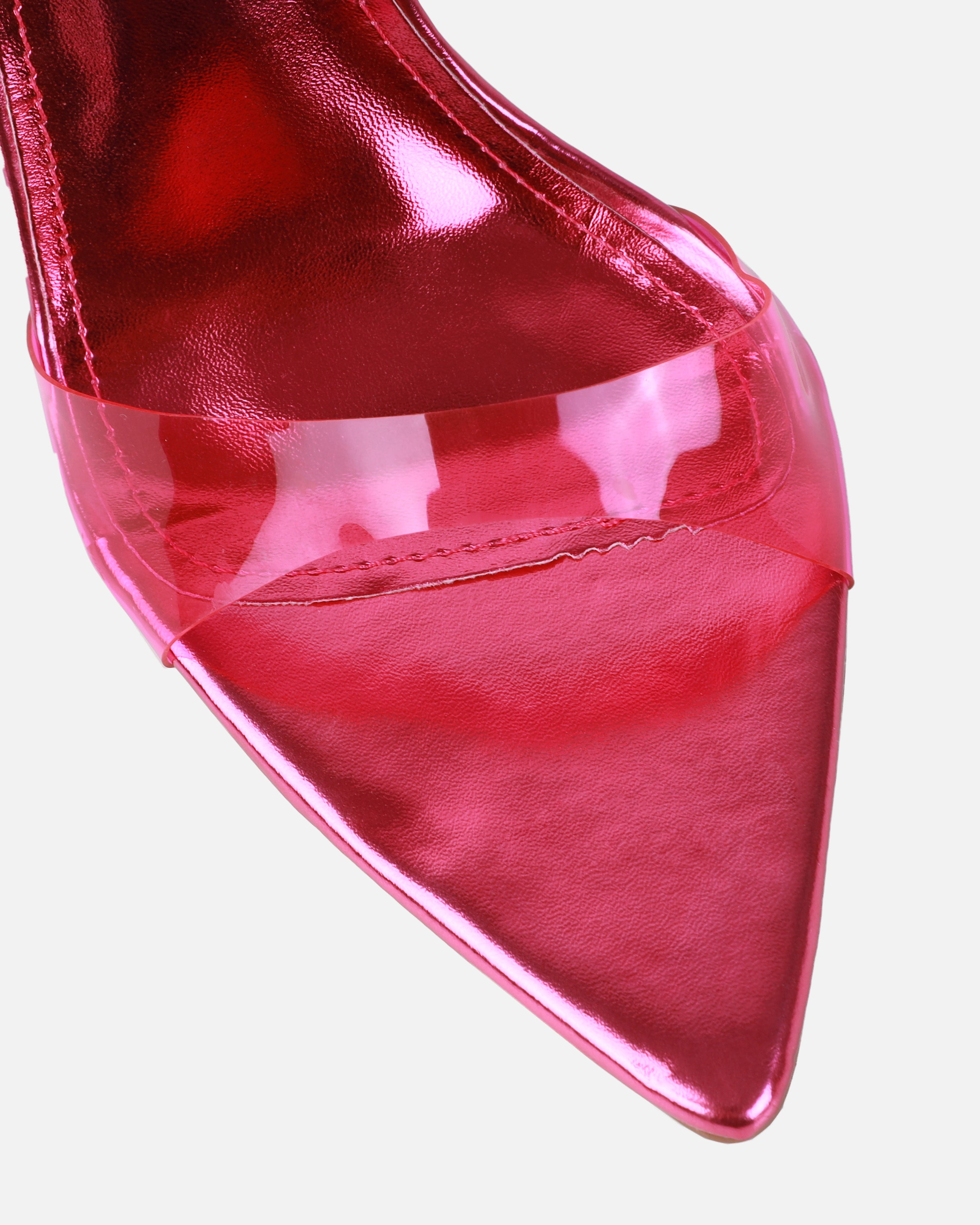 Mary Bedford Ariaa Pink Clear Lace Up Stiletto Heels | SIMMI London