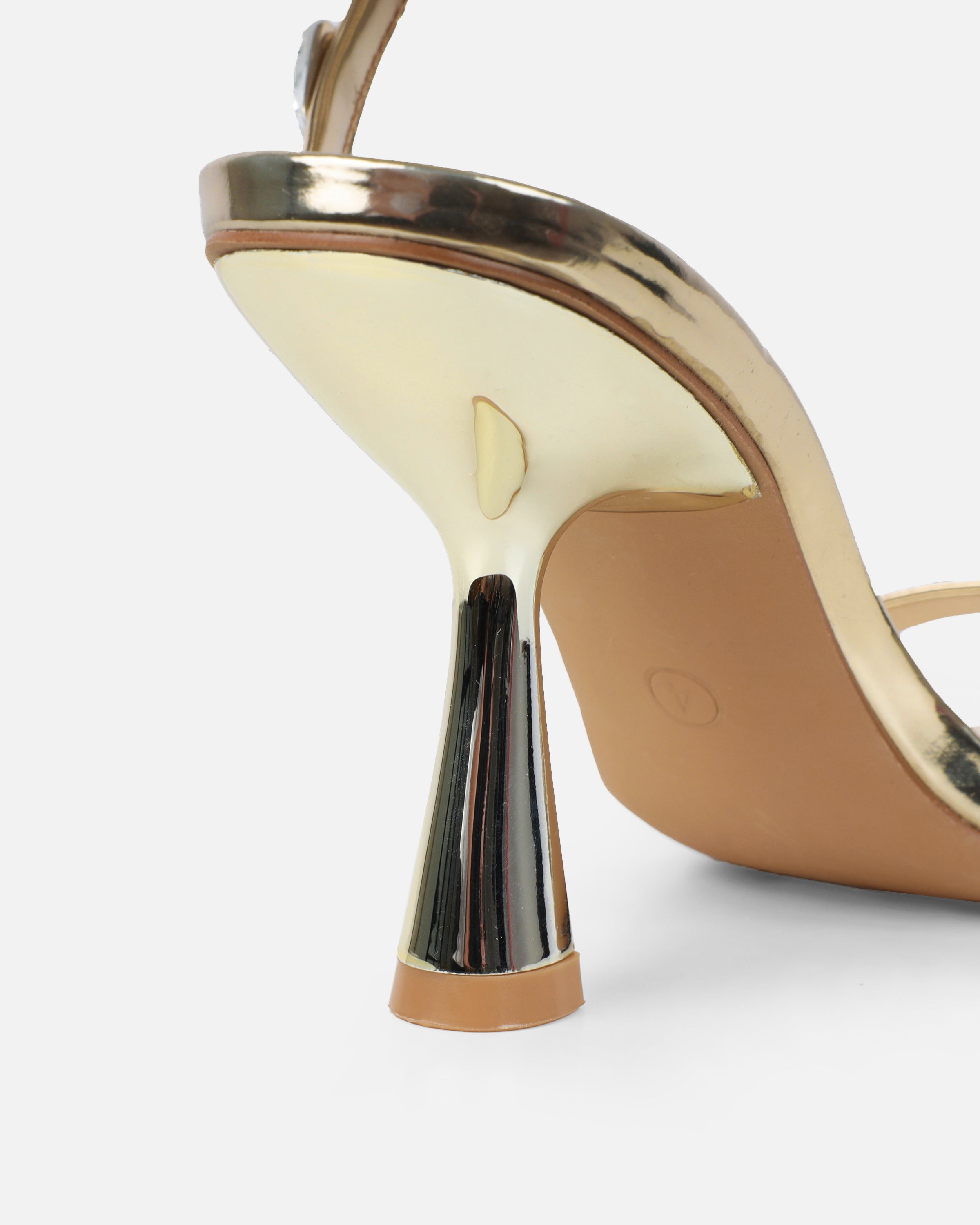 Amor gold mirror diamante spiral sandals | SIMMI London