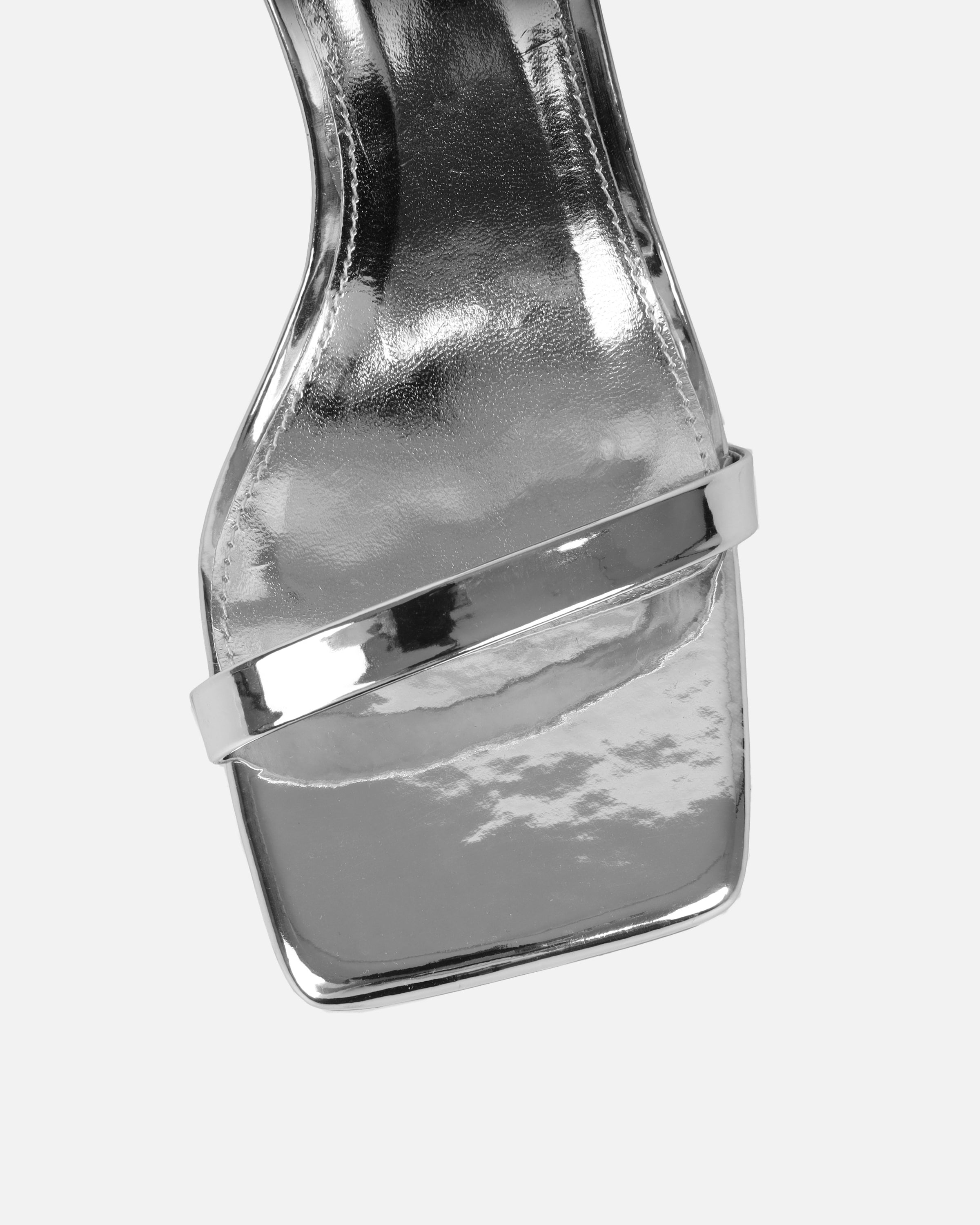 Amor silver mirror diamante spiral sandals | SIMMI London