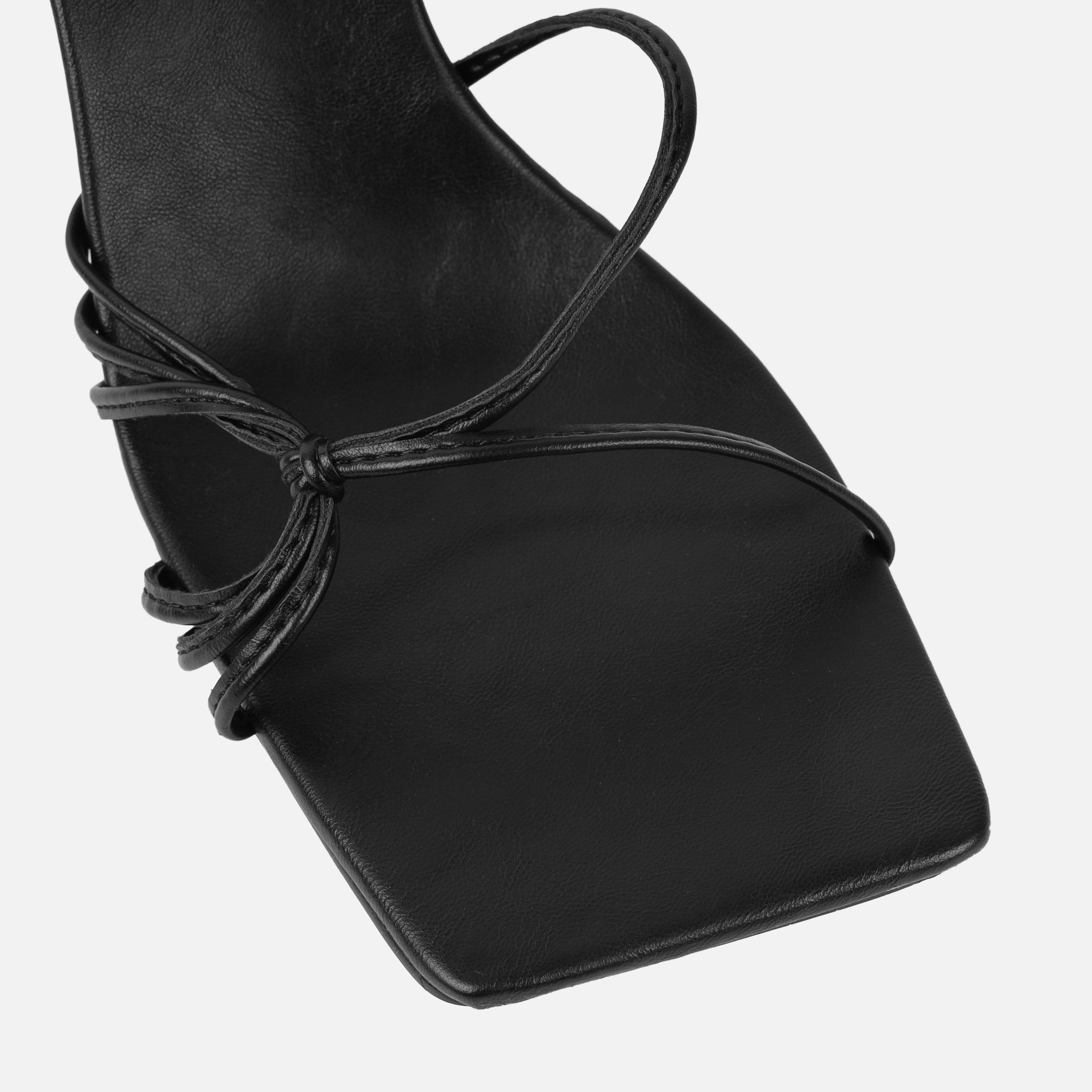 Alami Wide Fit Black Lace Up Mid Heels | SIMMI London