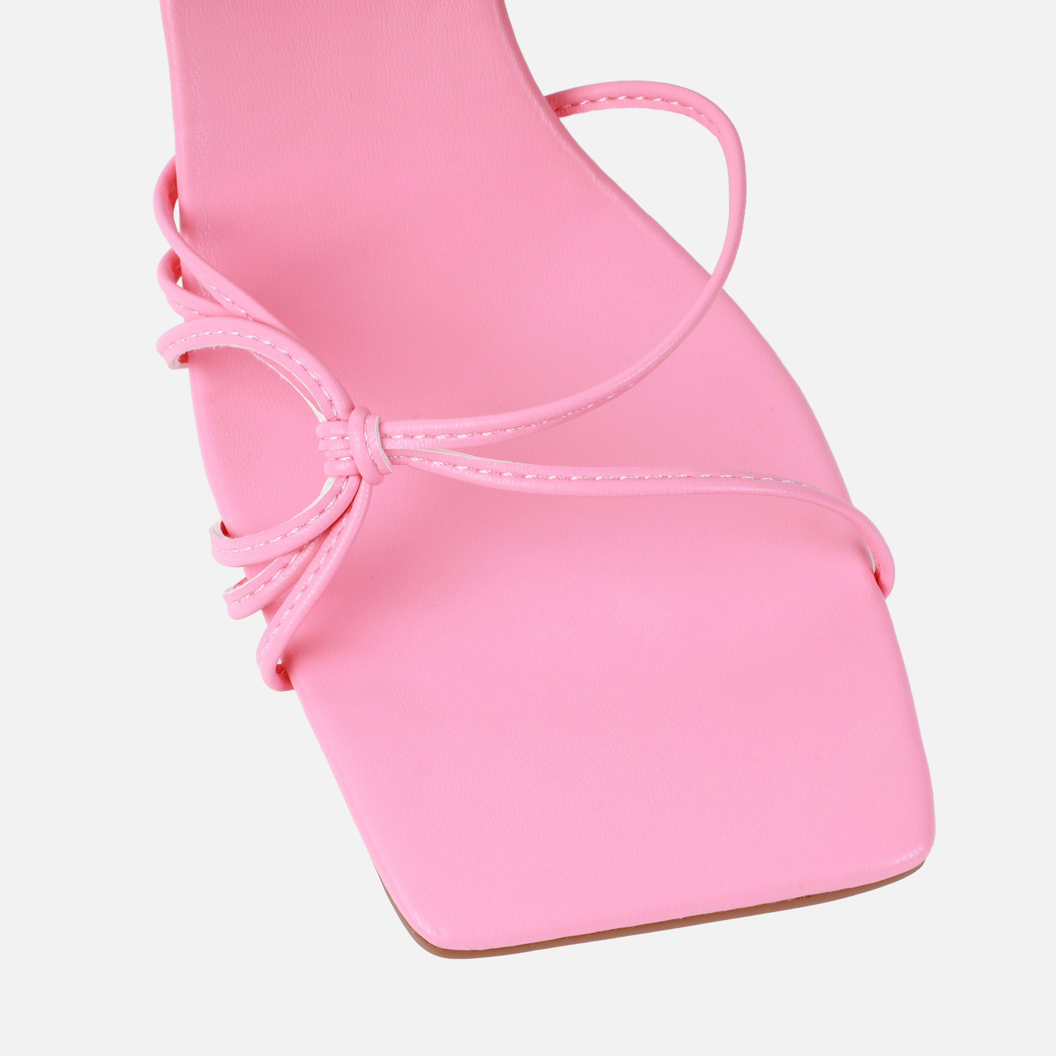 Alami Wide Fit Pink Lace Up Mid Heels | SIMMI London