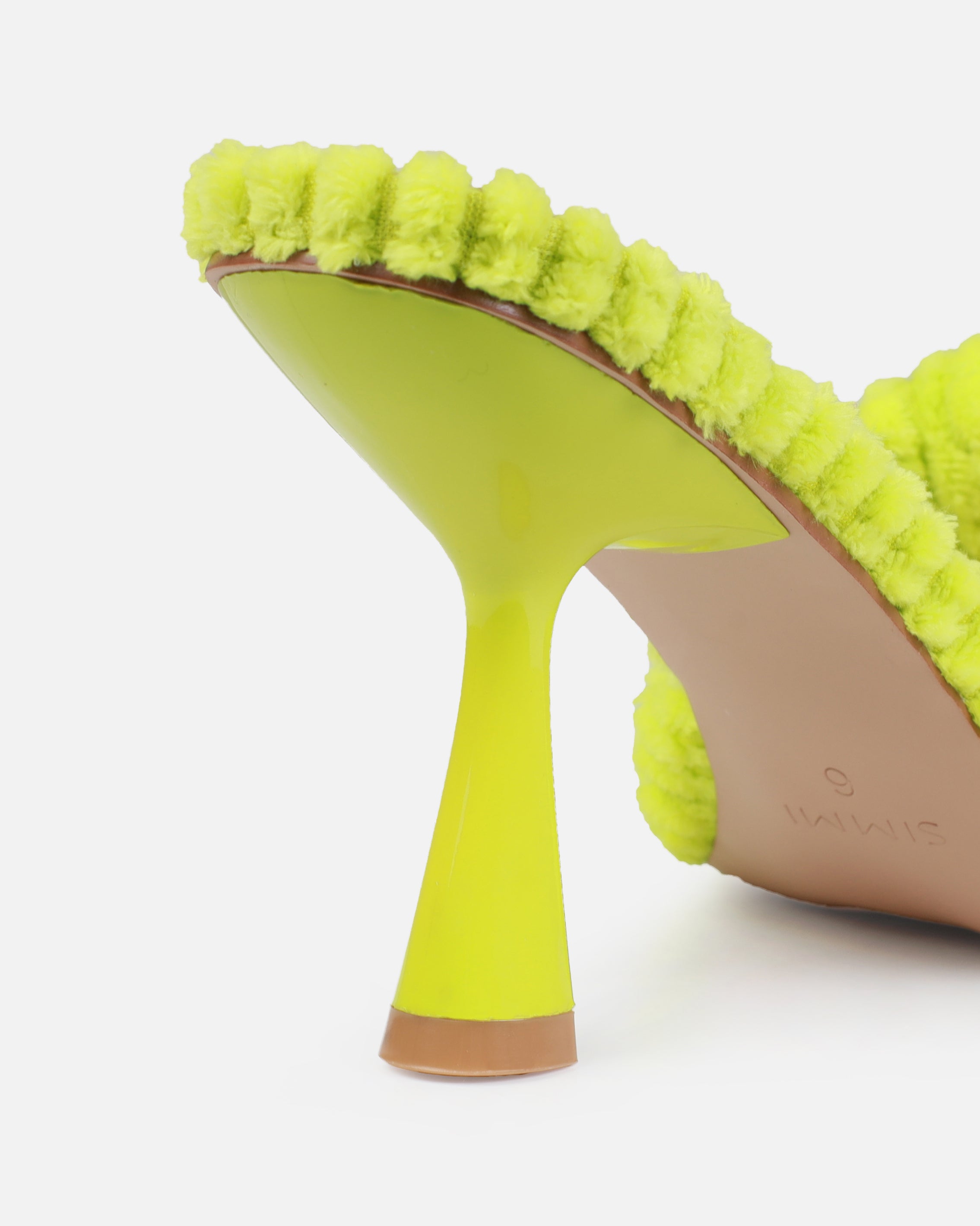 Bora Lime Green Towel Knot Mid Heel Mules | SIMMI London