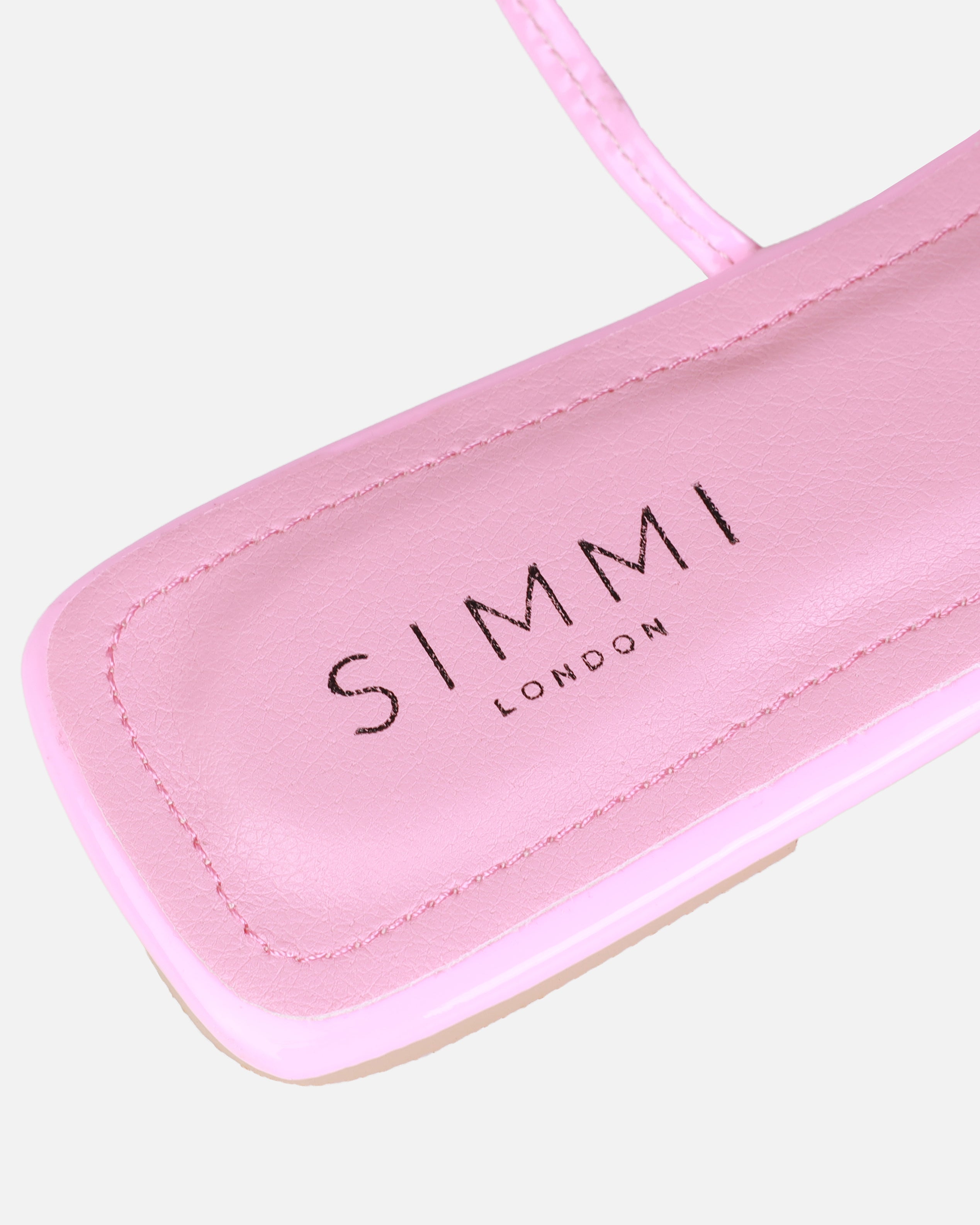 Saturn Pink Clear Pearl Bow Lace Up Flat Sandals | SIMMI London