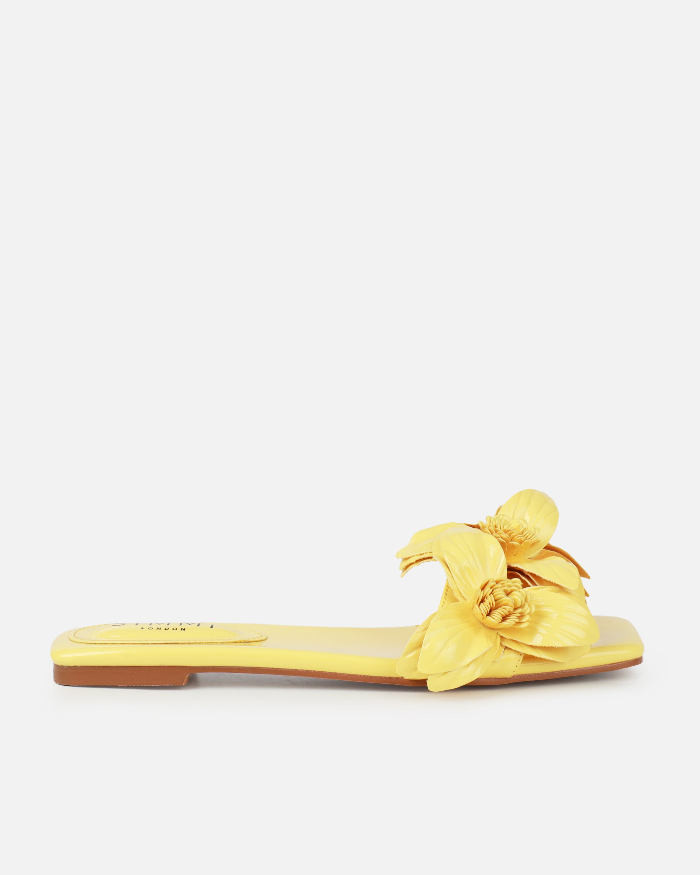 Miray Yellow Flower Flat Slides | SIMMI London