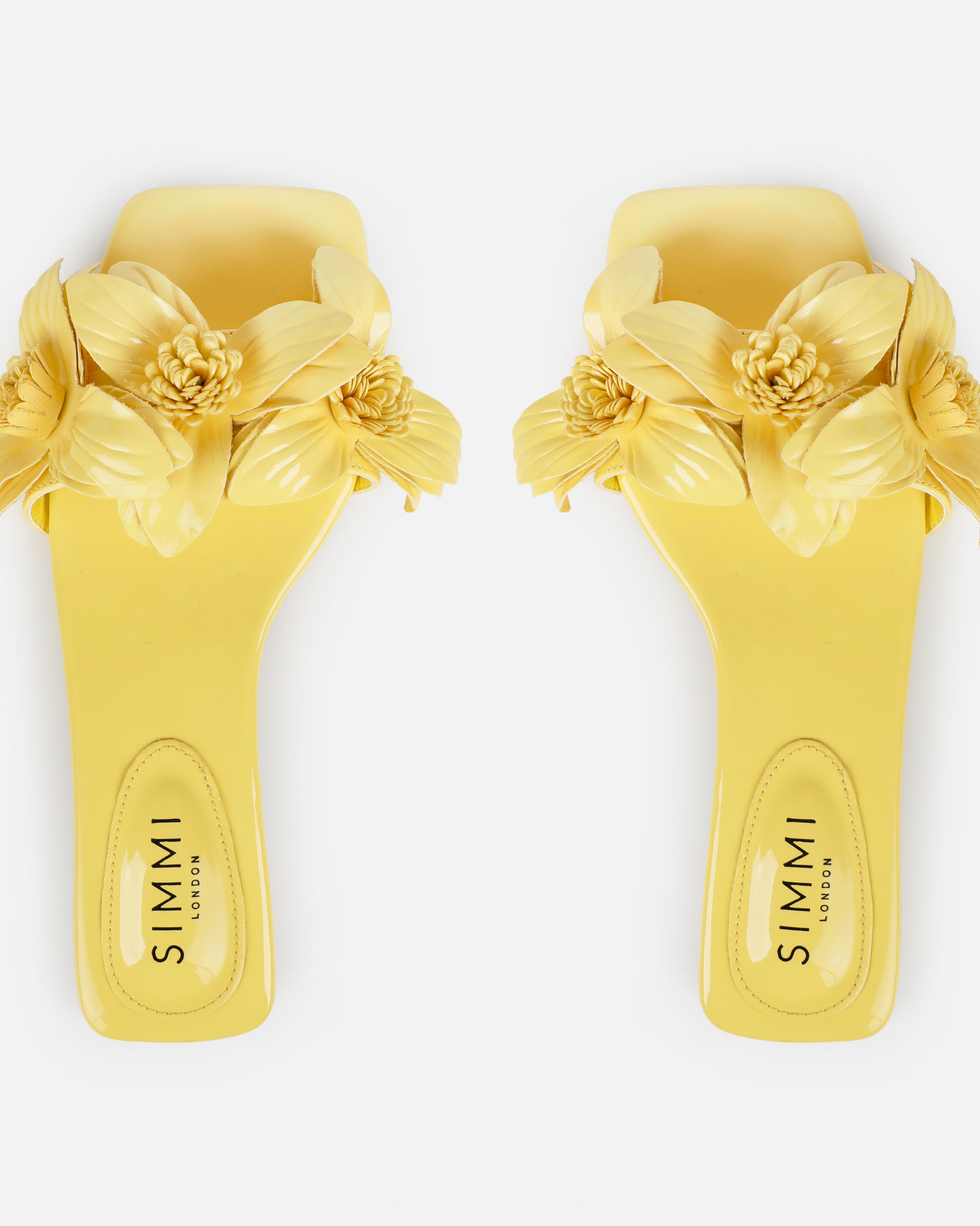 Miray Yellow Flower Flat Slides | SIMMI London