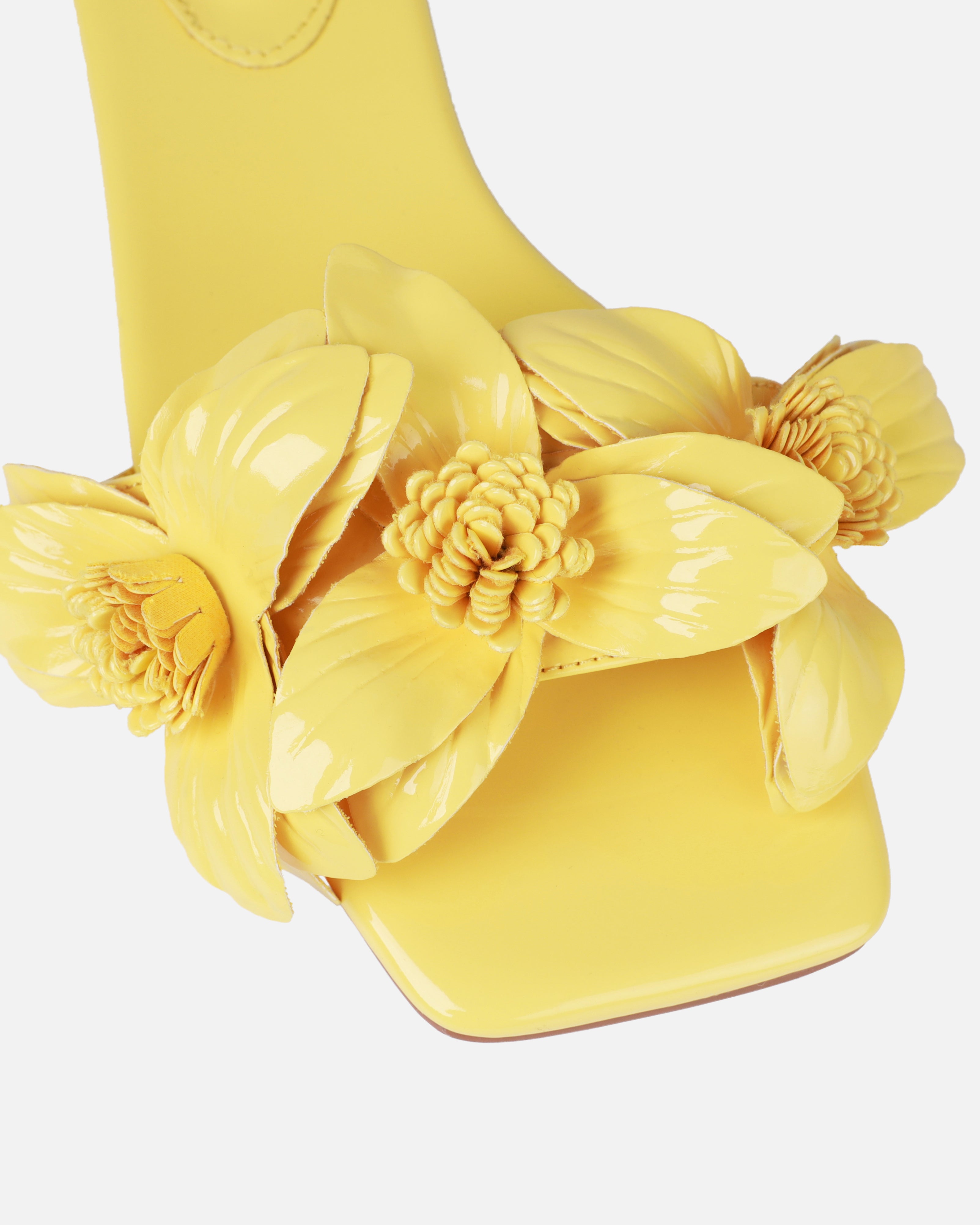 Miray Yellow Flower Flat Slides | SIMMI London