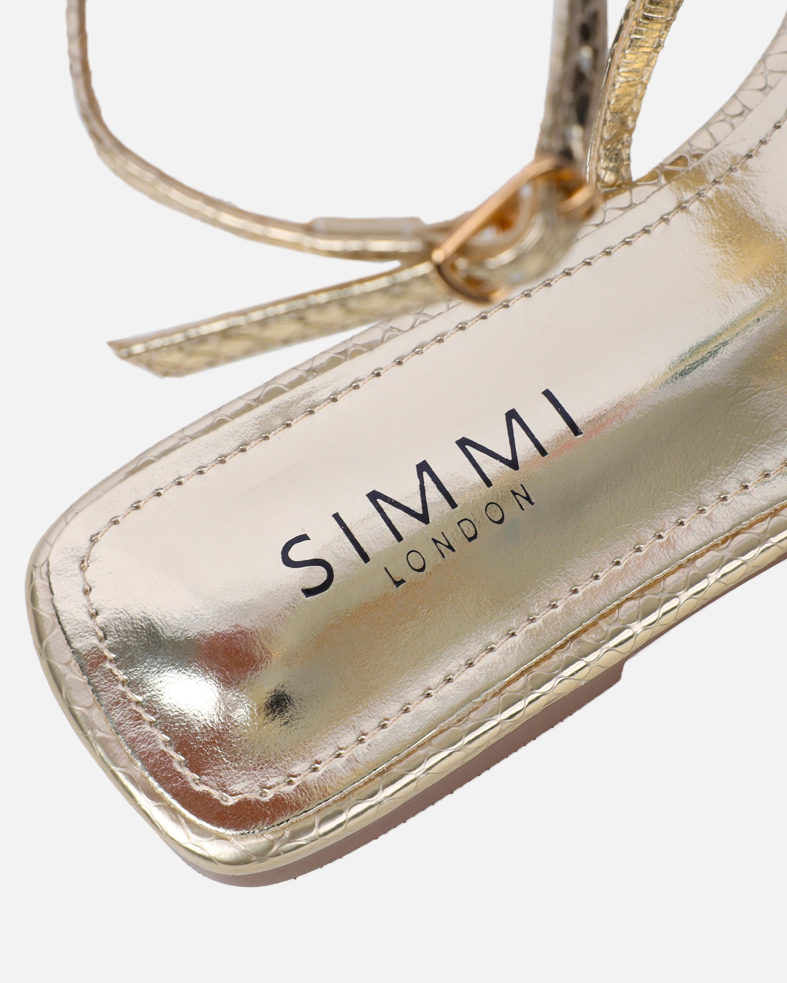 Elexa Light Gold Stone Embellished Flat Sandals | SIMMI London