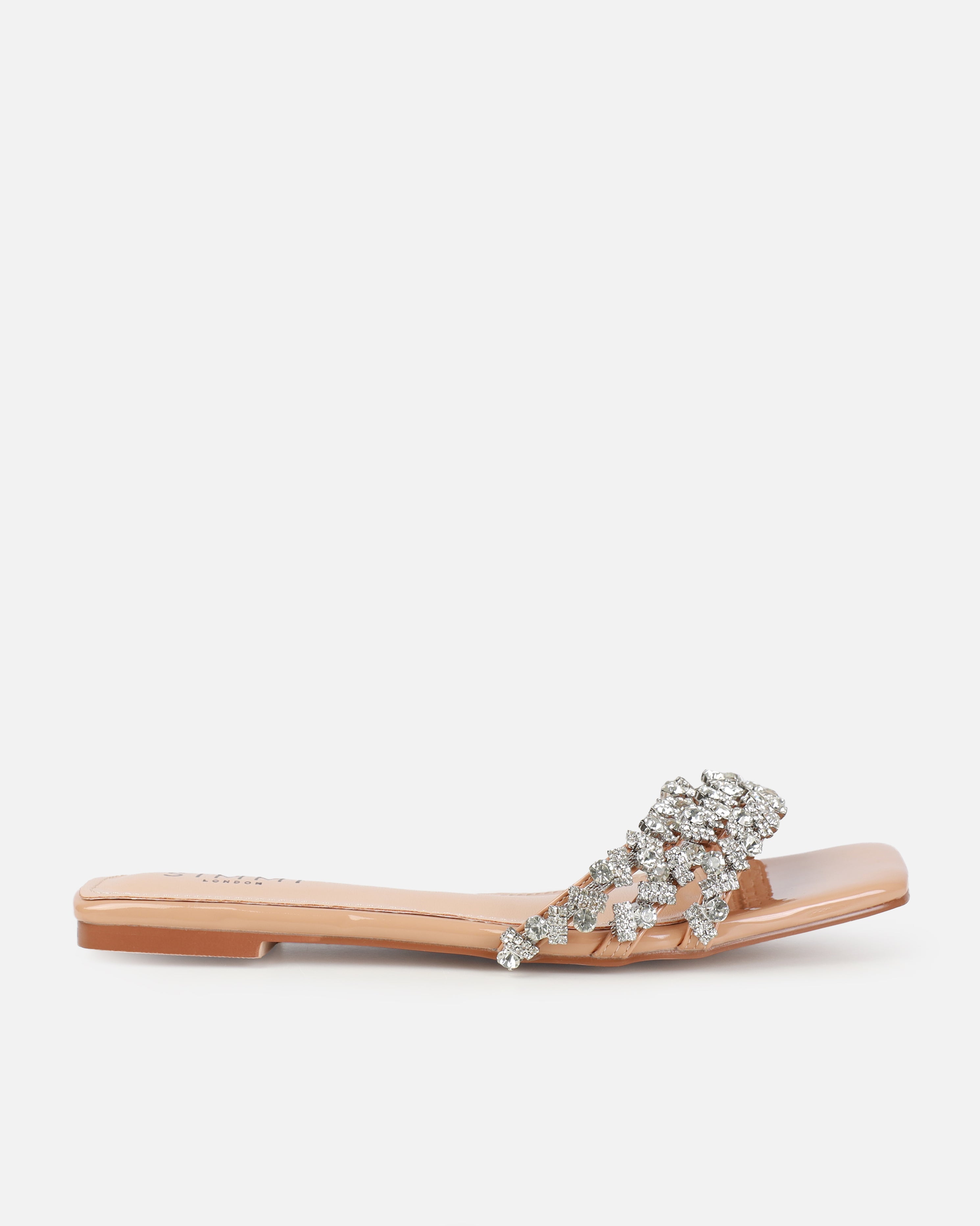 Capri Nude Diamante Flat Sandals | SIMMI London