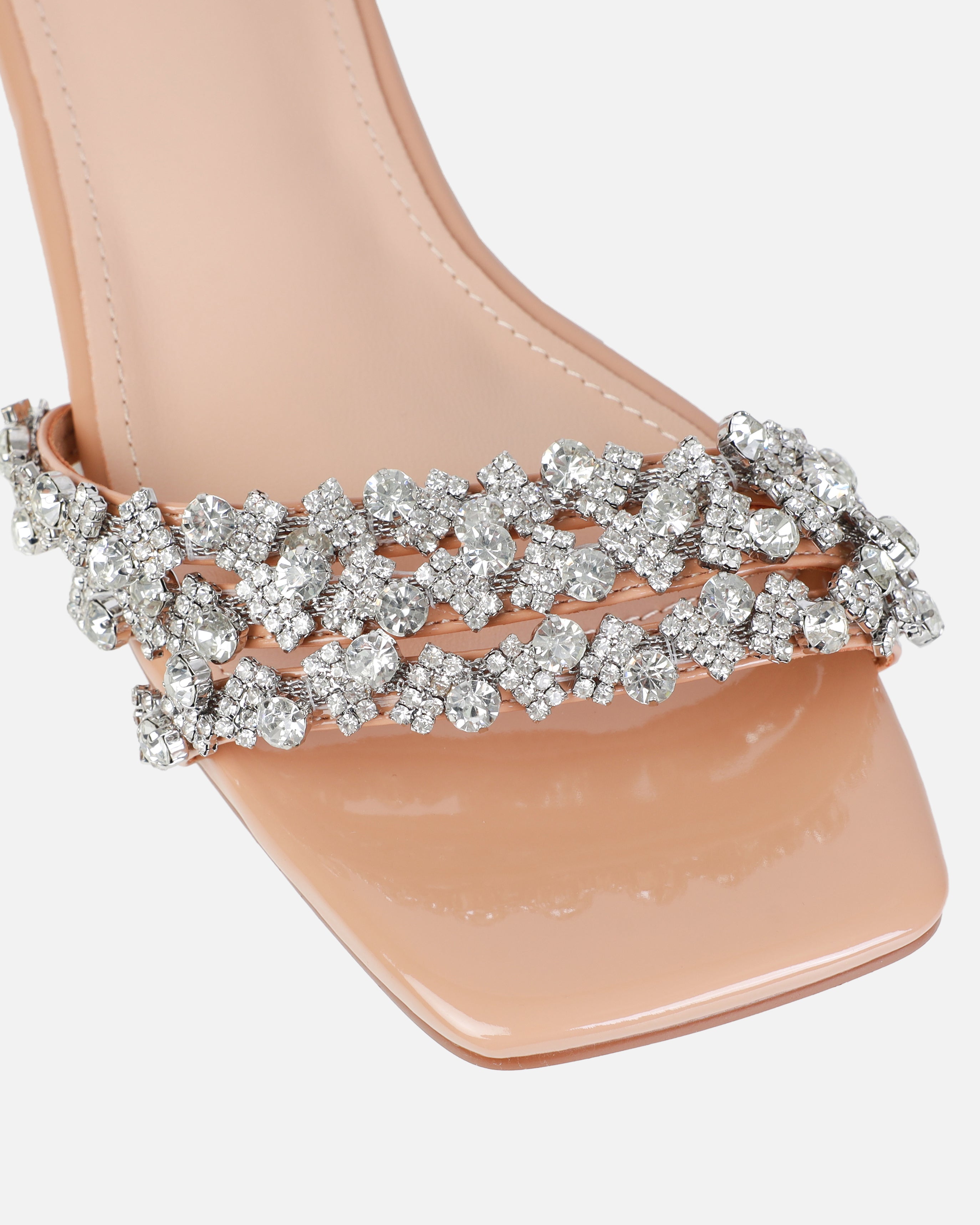 Capri Nude Diamante Flat Sandals | SIMMI London