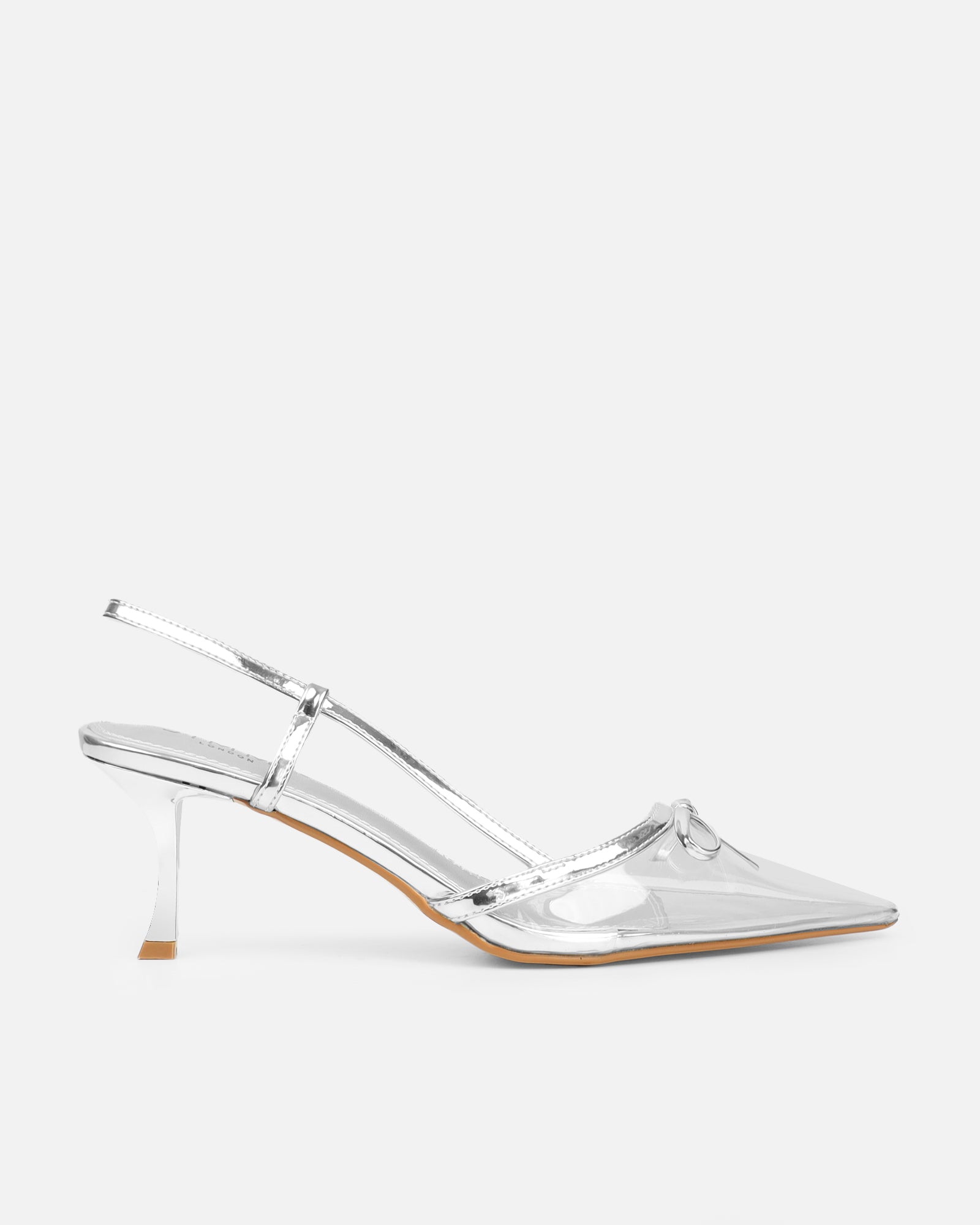 Sloanne Clear Silver Low Heel Court Shoes | SIMMI London