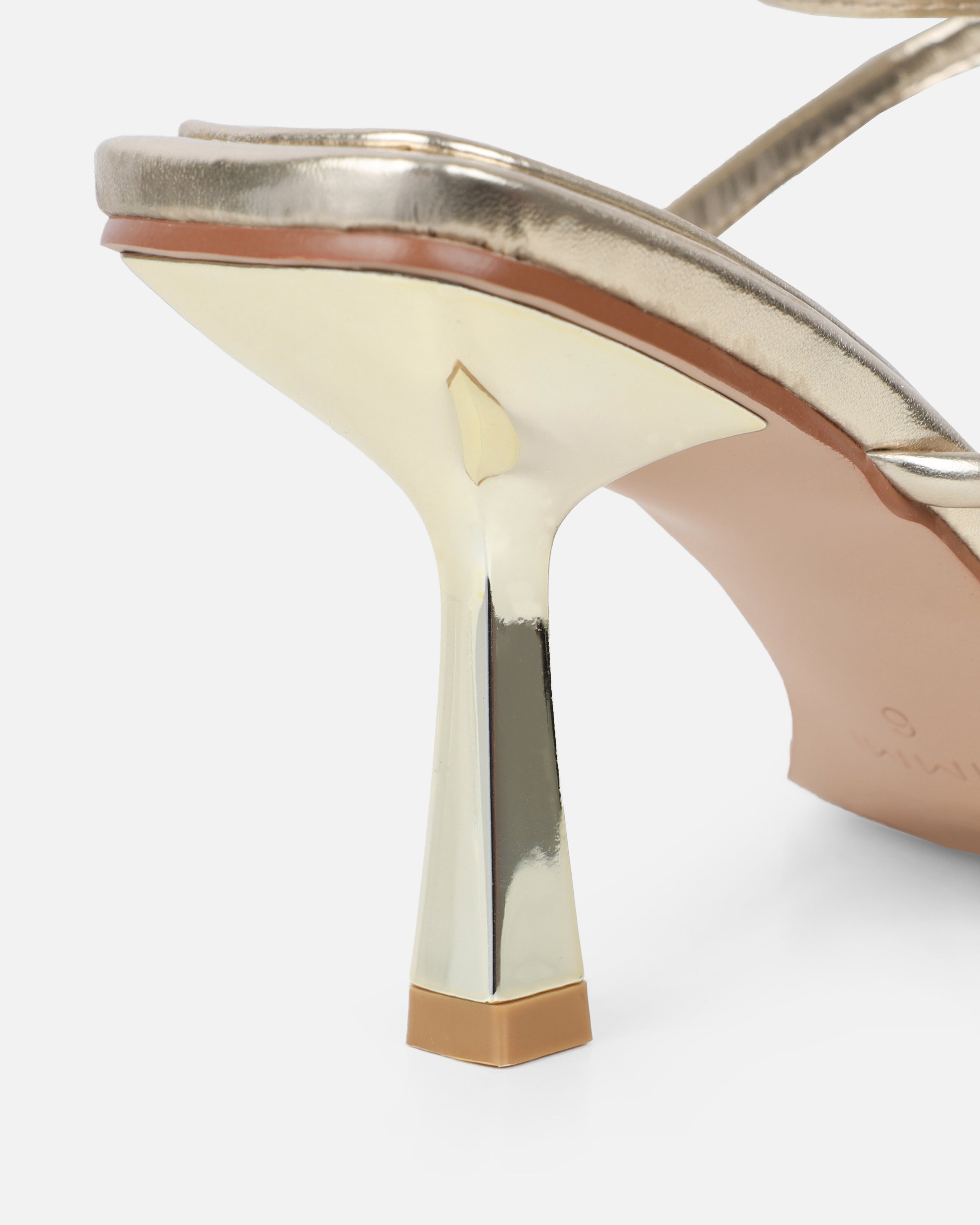 Alisa Gold Metallic Spiral Mid Heeled Sandals | SIMMI London