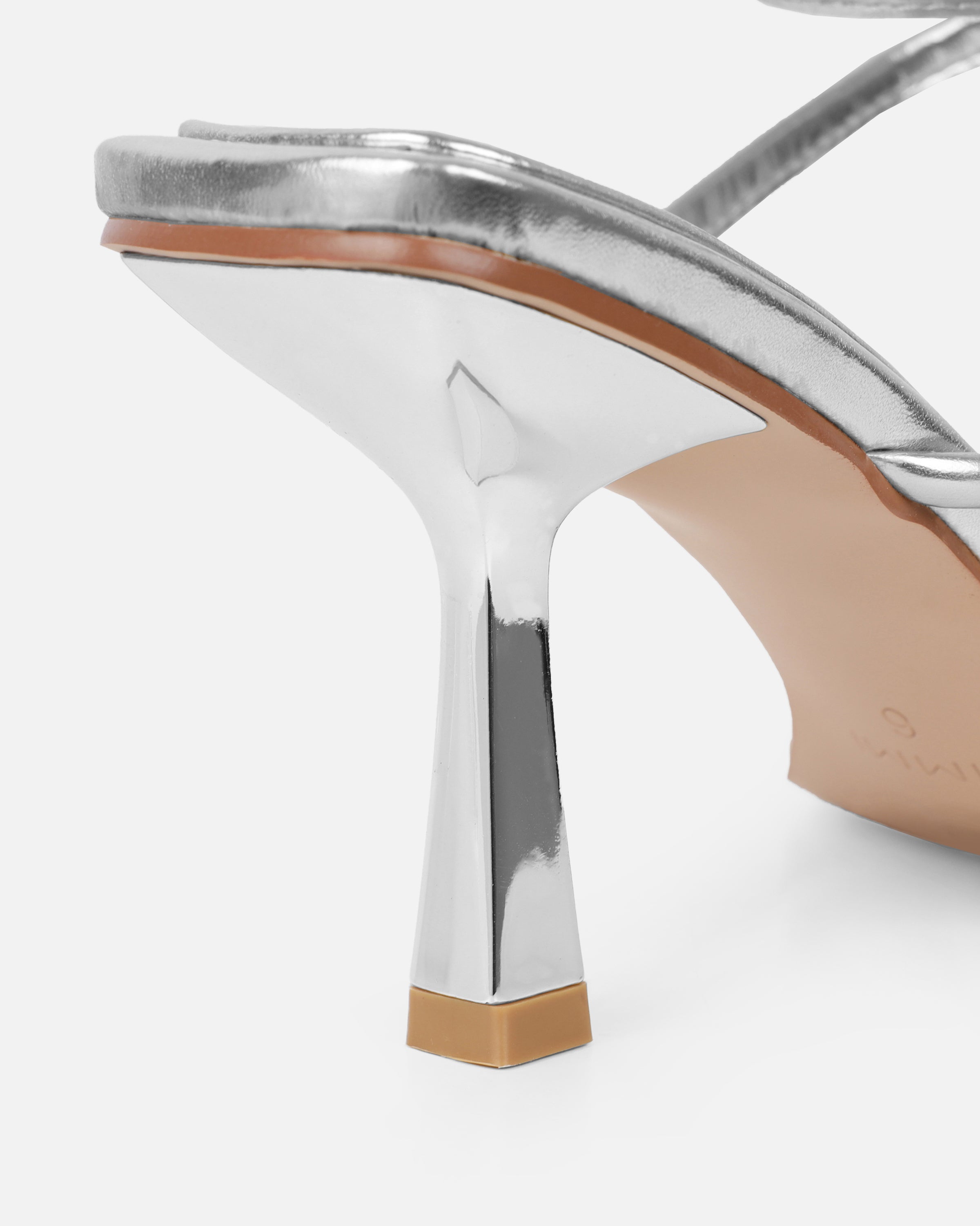 Alisa Silver Metallic Spiral Mid Heeled Sandals | SIMMI London