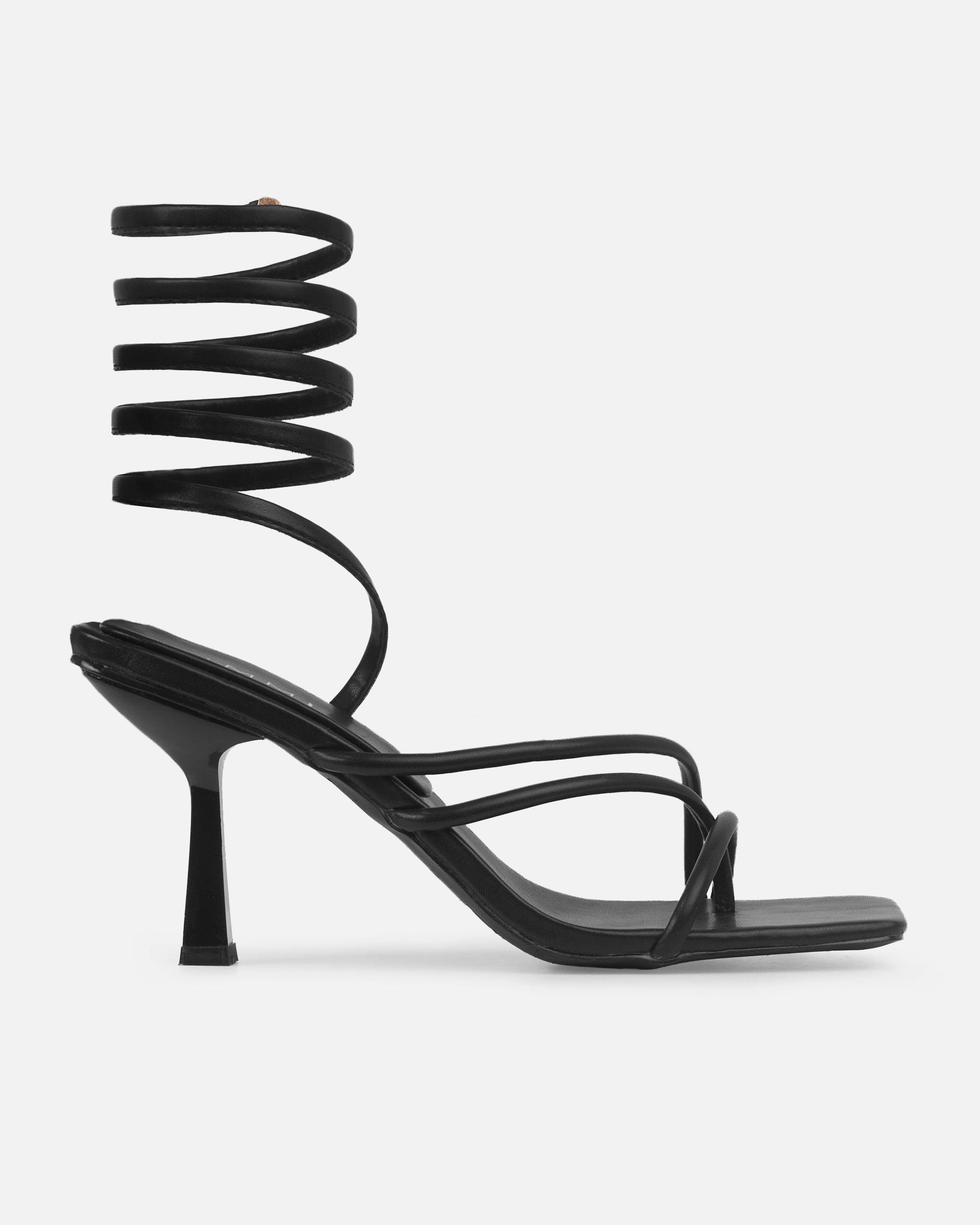 Tasha Ghouri Alisa Black Spiral Mid Heels | SIMMI London
